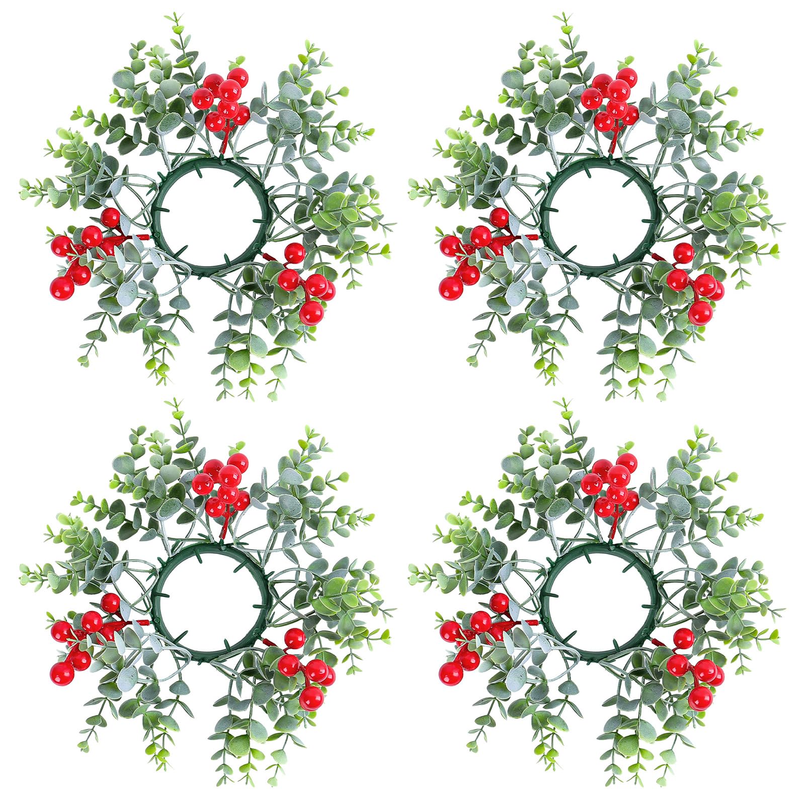 Nucelit Artificial Berries Holder Rings Holiday Candlestick Wreath for Christmas Farmhouses Table Centerpieces Decors Holder Berries Wreath Decors