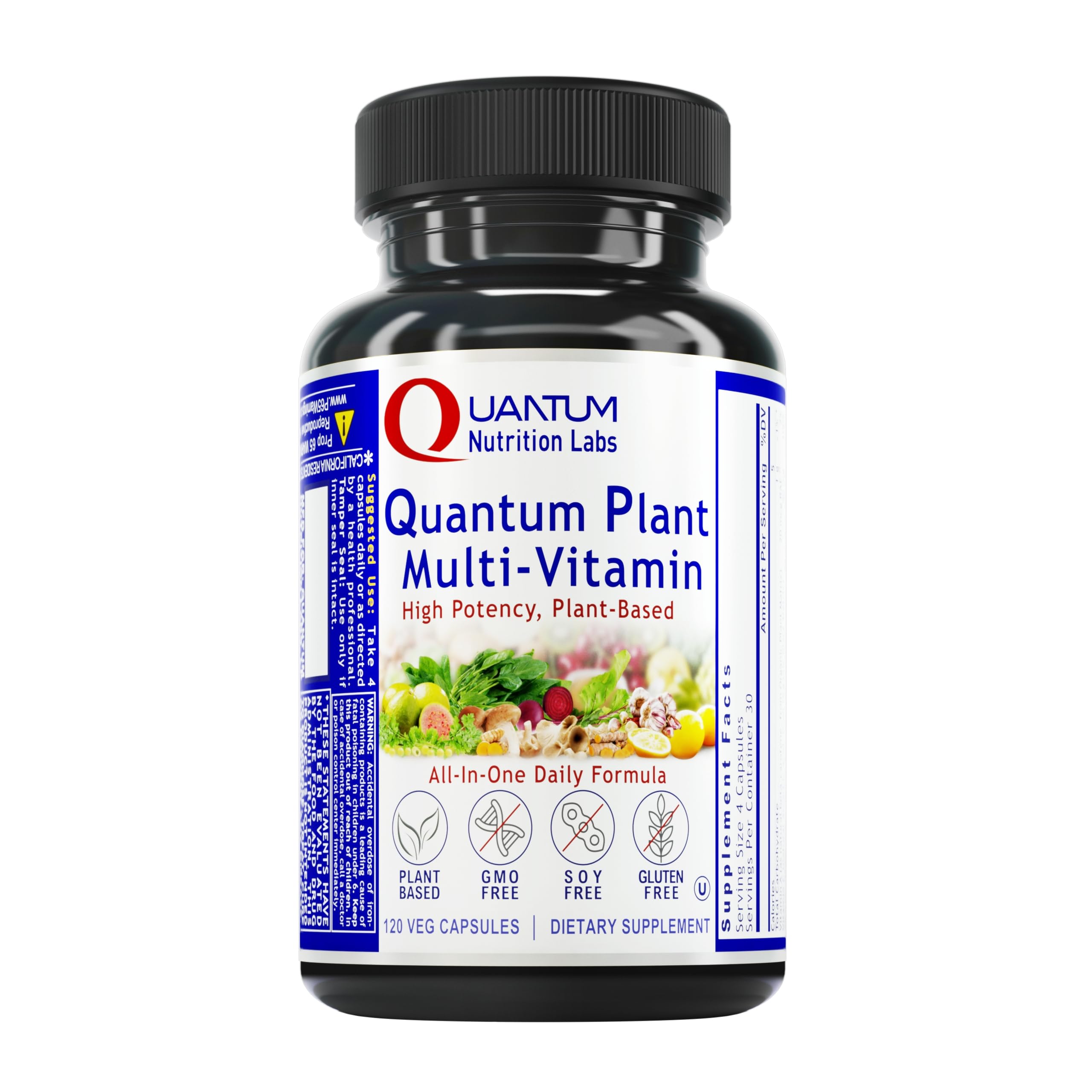 Quantum Nutrition LabsPlant Multi-Vitamin, Full Body Support with Immune Factors, Pure Vegan, Gluten-Free, and Non-GMO, 120 Capsules