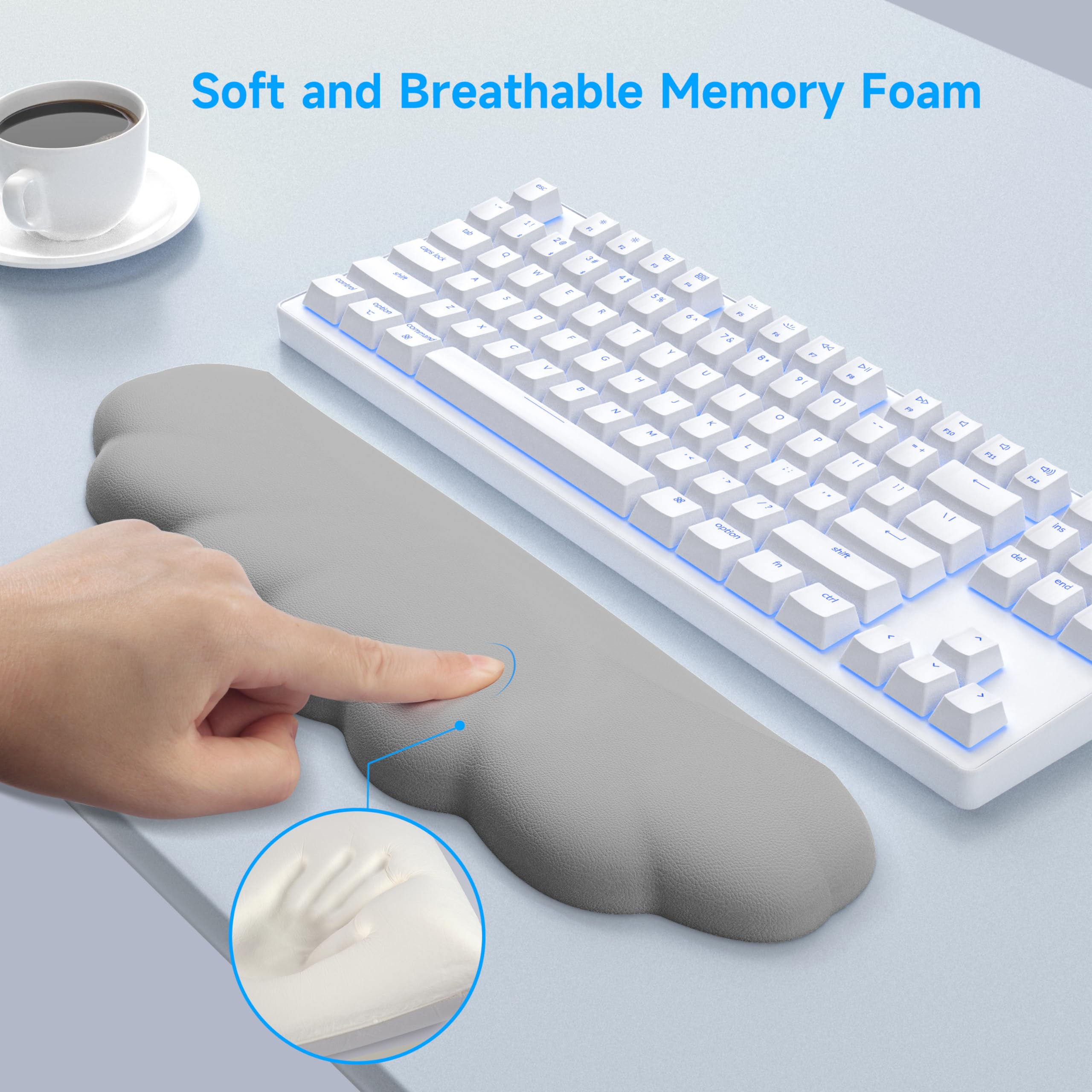 MEKASS Cloud Keyboard Wrist Rest Set, Memory Foam Wrist