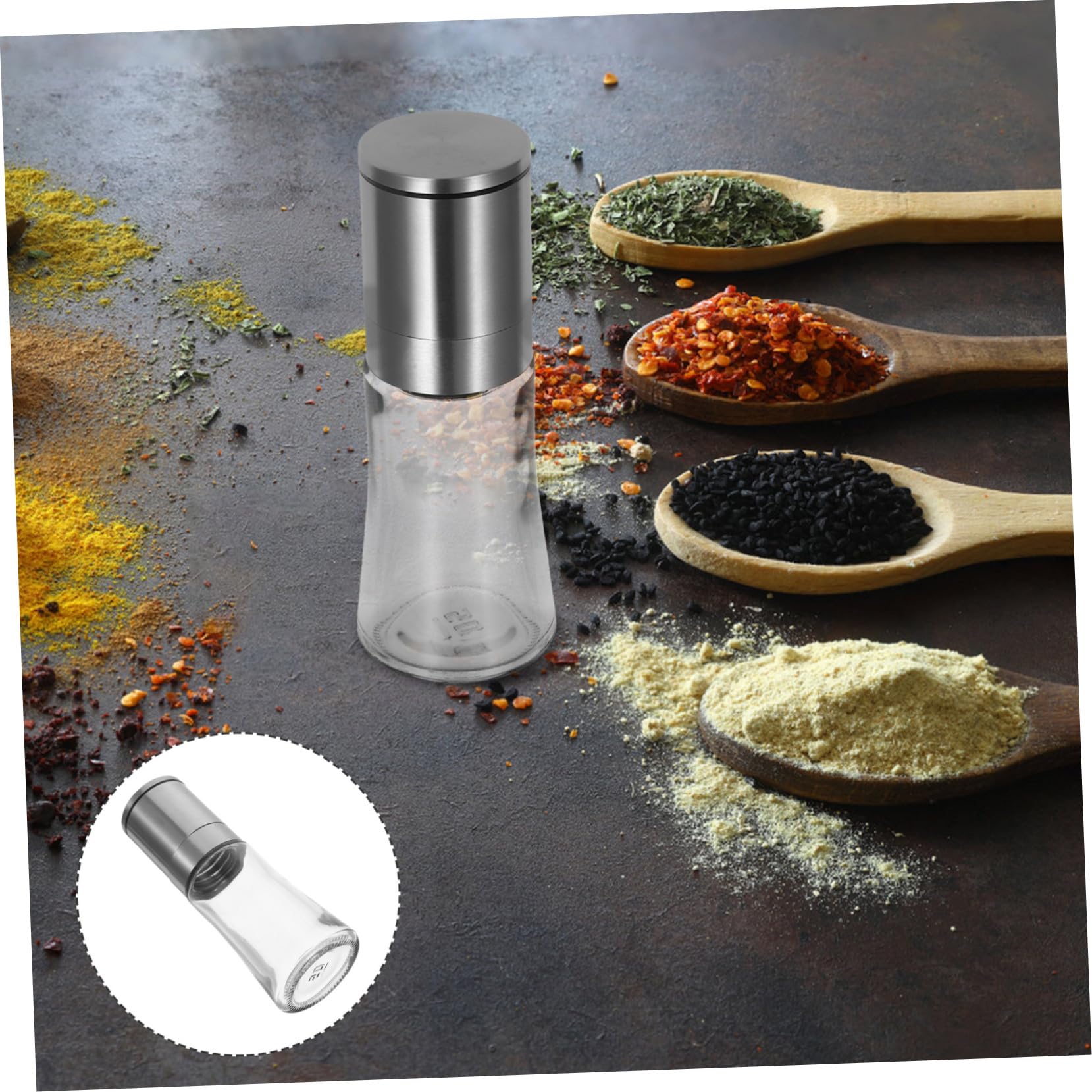 Sosoport 2pezzi Macina Pepe Manuale in Acciaio Inox Macina Ricaricabile per Cucina Accessori per Spezie e Viaggi