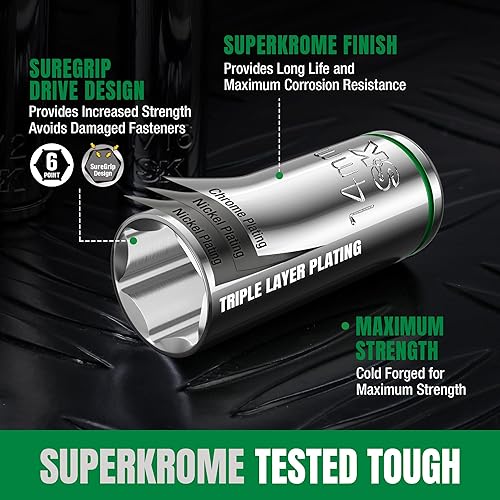 Miniatura 3 de SK Juego de llaves de vaso de 12" con trinquete de 160-P, 31 piezas, métrico, acabado SuperKrome, construcción CR-V premium, con organizador de