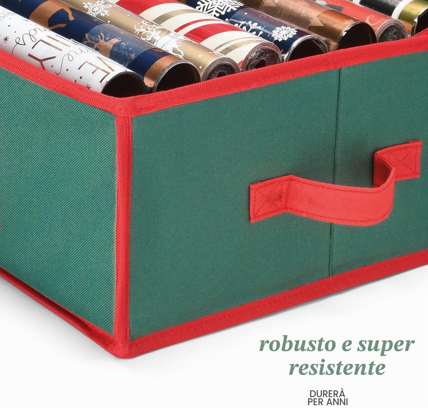 Organizer per carta da regalo di alta qualità, con utili tasche per accessori natalizi, può contenere fino a 24 rotoli, scatola portaoggetti di grande capacità, 1 pezzo (confezione da 1)