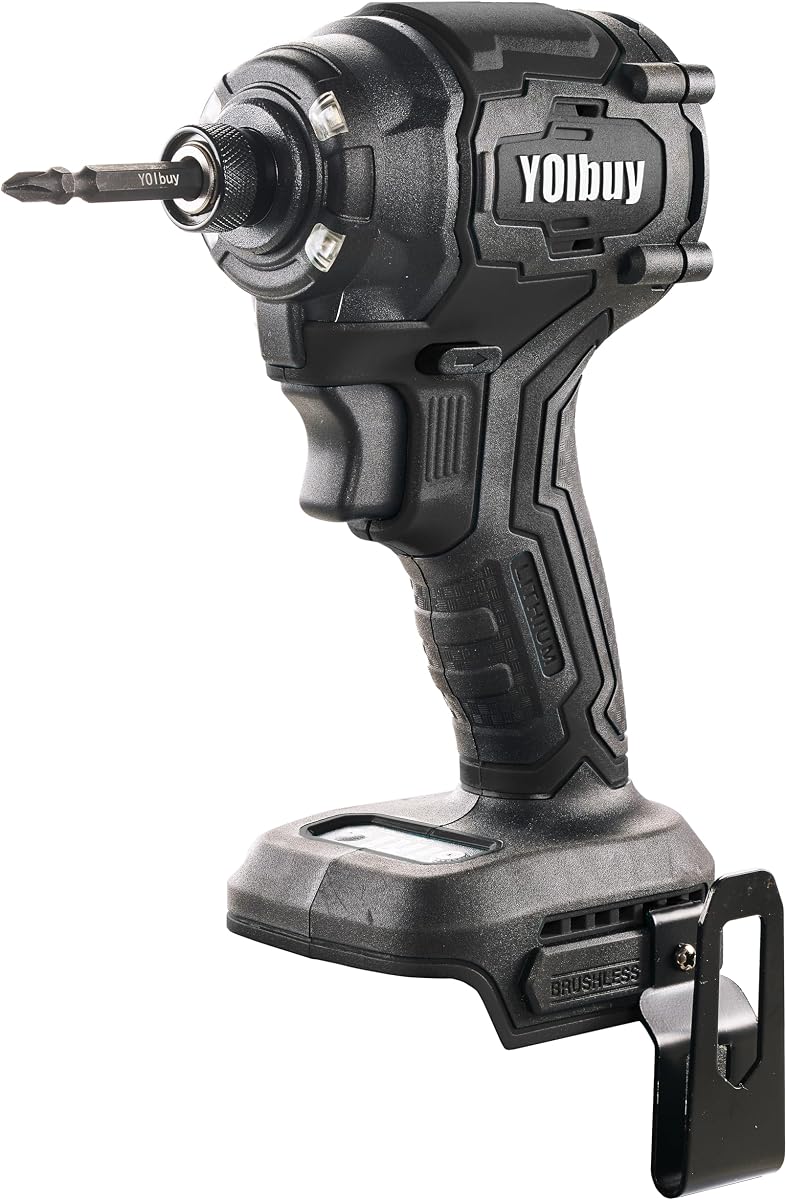 YOIbuy Cordless Impact Driver 1/4 inch, Compact Design, Head length Only 4-1/4" and 2.0 lbs, Powerful Brushless Motor 2035 in-lbs, 4-Speed, LED Light, Compatible with Dewalt 20V Batteries (Tool Only)
