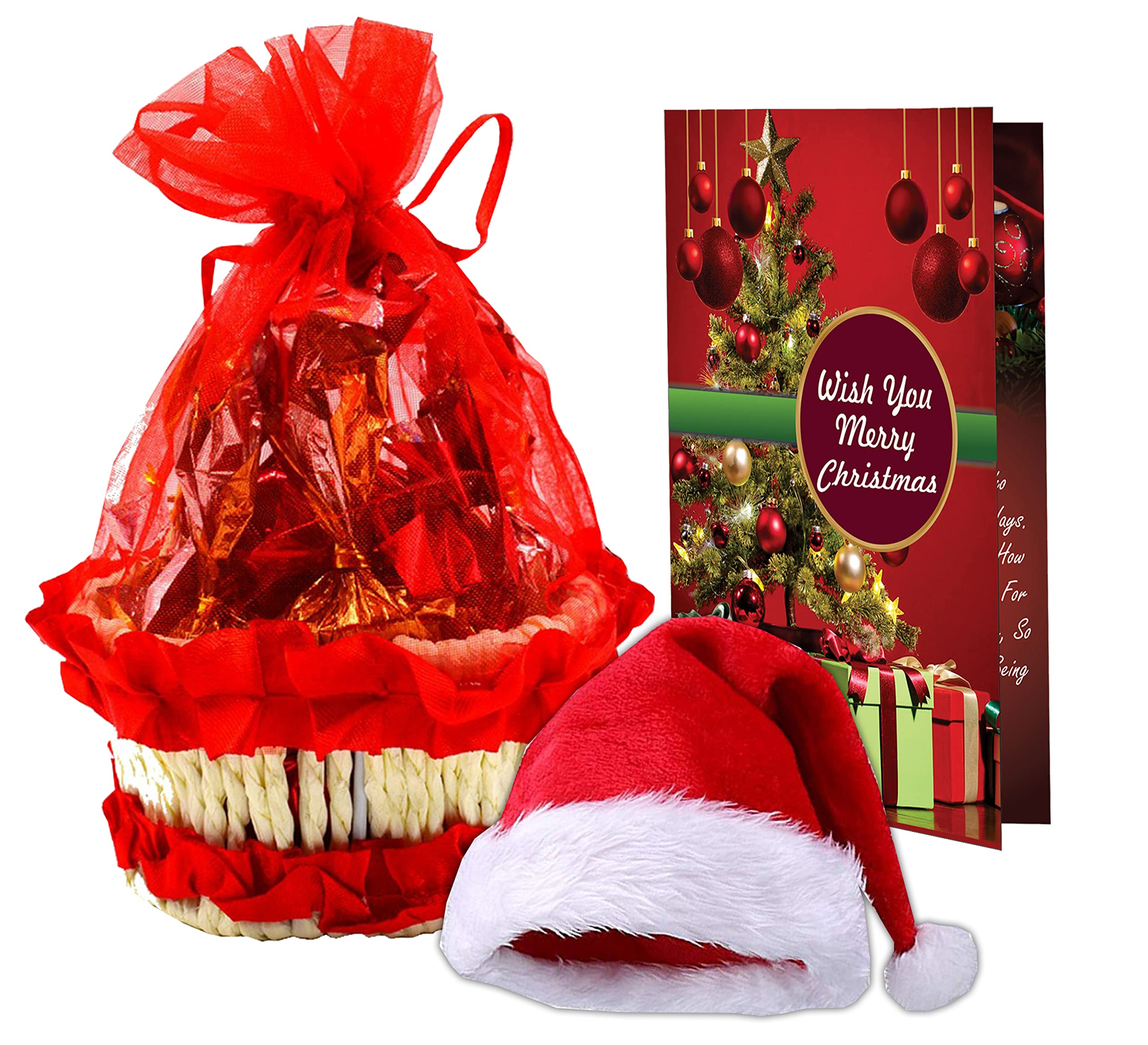 Midiron Christmas Chocolates Gifts Pack, Merry Christmas Gift with Cap, Card and chocolate, New Year Gift Pack, X-mas Gift pack