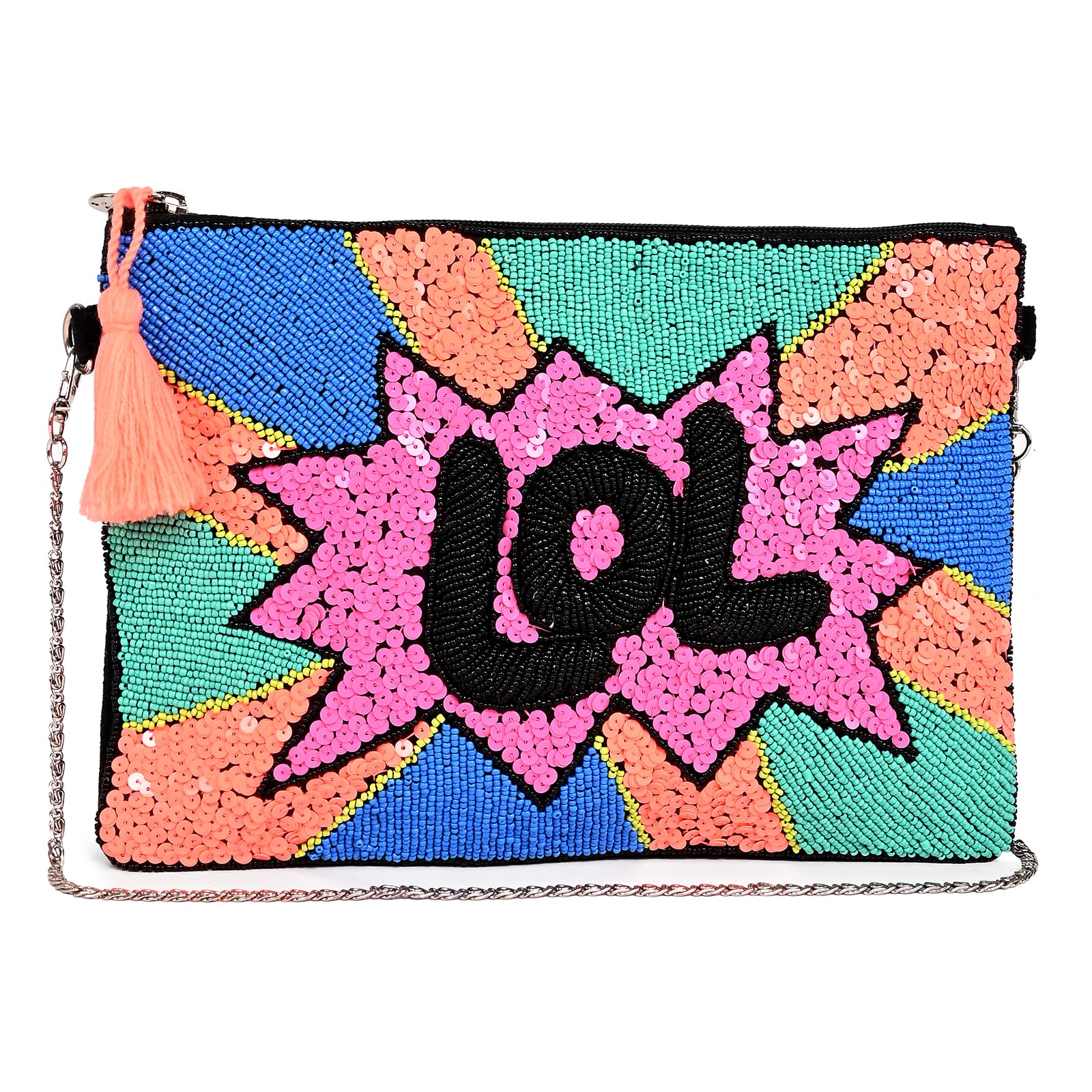 Multicolor LOL Clutch For Women and Girls I Beaded Evening Party Clutch I Ladies Party Wedding Purse Bag-image-13