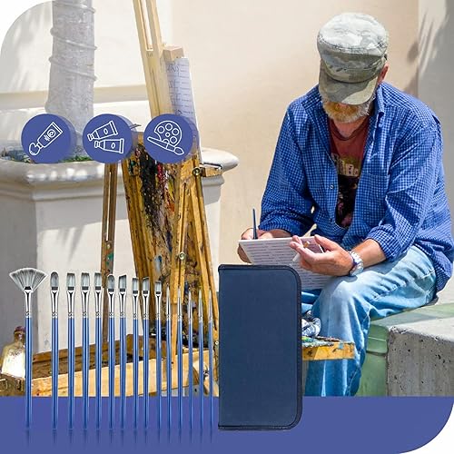 Miniatura 2 de Juego de pinceles, pinceles de pintura para artistas y 15 tamaños diferentes para pintura acrílica, óleo, acuarela, tela, ideal para niños, adultos,