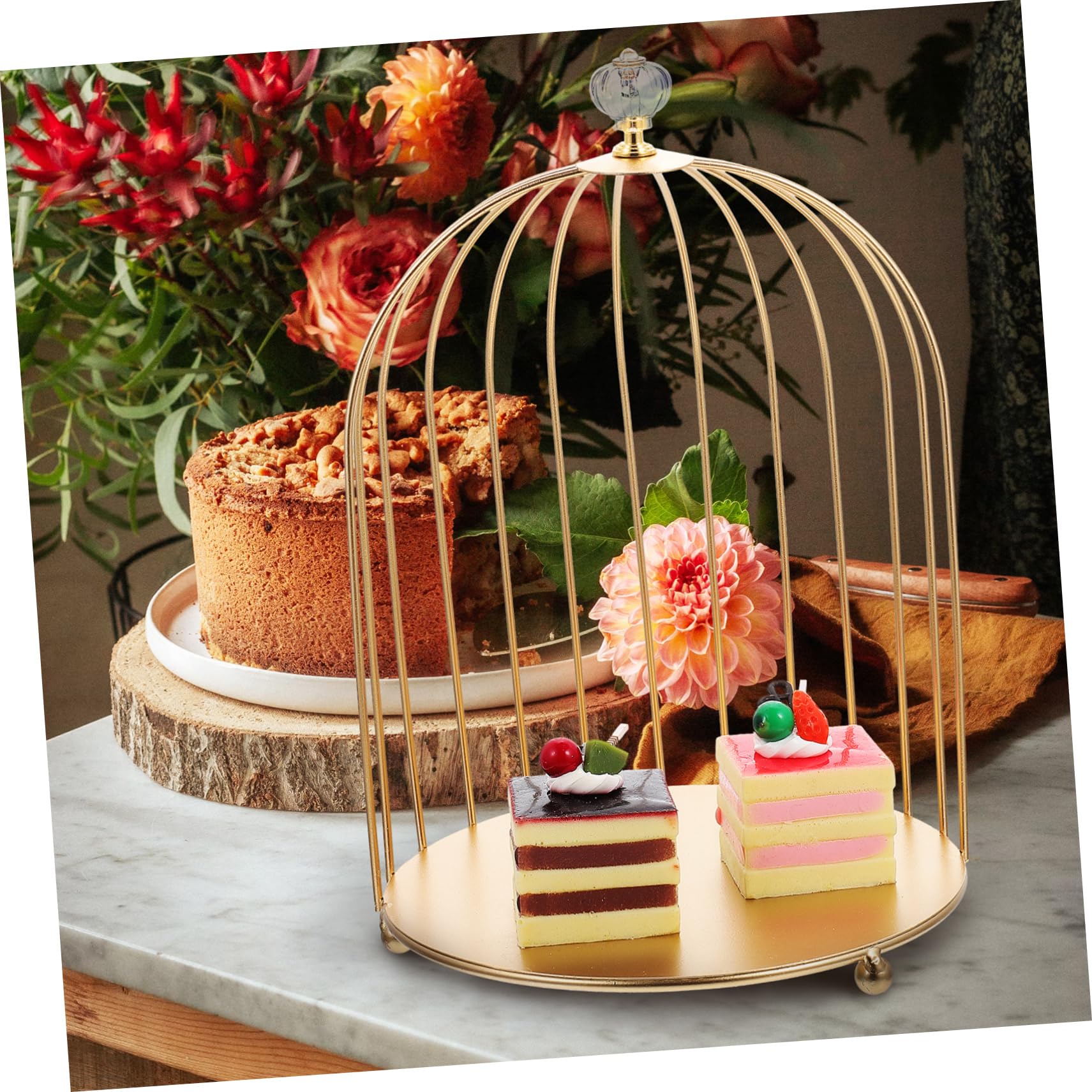 Alipis 2 Pz Alzata Per Dolci Espositore Per Dolci Gabbie Espositori Per Eventi Di Venditori Gabbia Organizzatori Di Cura Della Pelle Decorazione Di Cupcake Cosmetico Ferro Da Stiro Golden