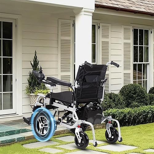 Foldable Electric Wheelchair for Adults,All-Terrain Intelligent Power Wheelchair with 500W Front Motor,Compact Portable Motorized Wheelchair for Seniors Support 330lbs,25 Miles Range,Airline Approved