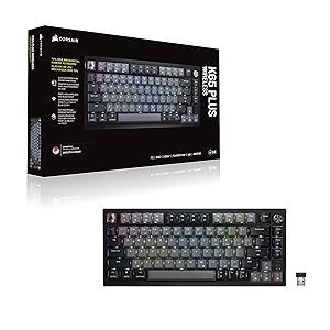 Corsair K65 Plus Wireless 75% RGB Mechanical Gaming Keyboard Pre-Lubricated MLX Red Linear Switches PBT Dye-Sub Keycaps PC, Mac, PS5, PS4, Xbox, iPad QWERTY NA Black/Gray