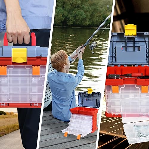 Miniatura 8 de BIG RED AG2154CR Organizador de caja de aparejos caja de herramientas de almacenamiento portátil con 4 cajones y 19 compartimentos cada uno para