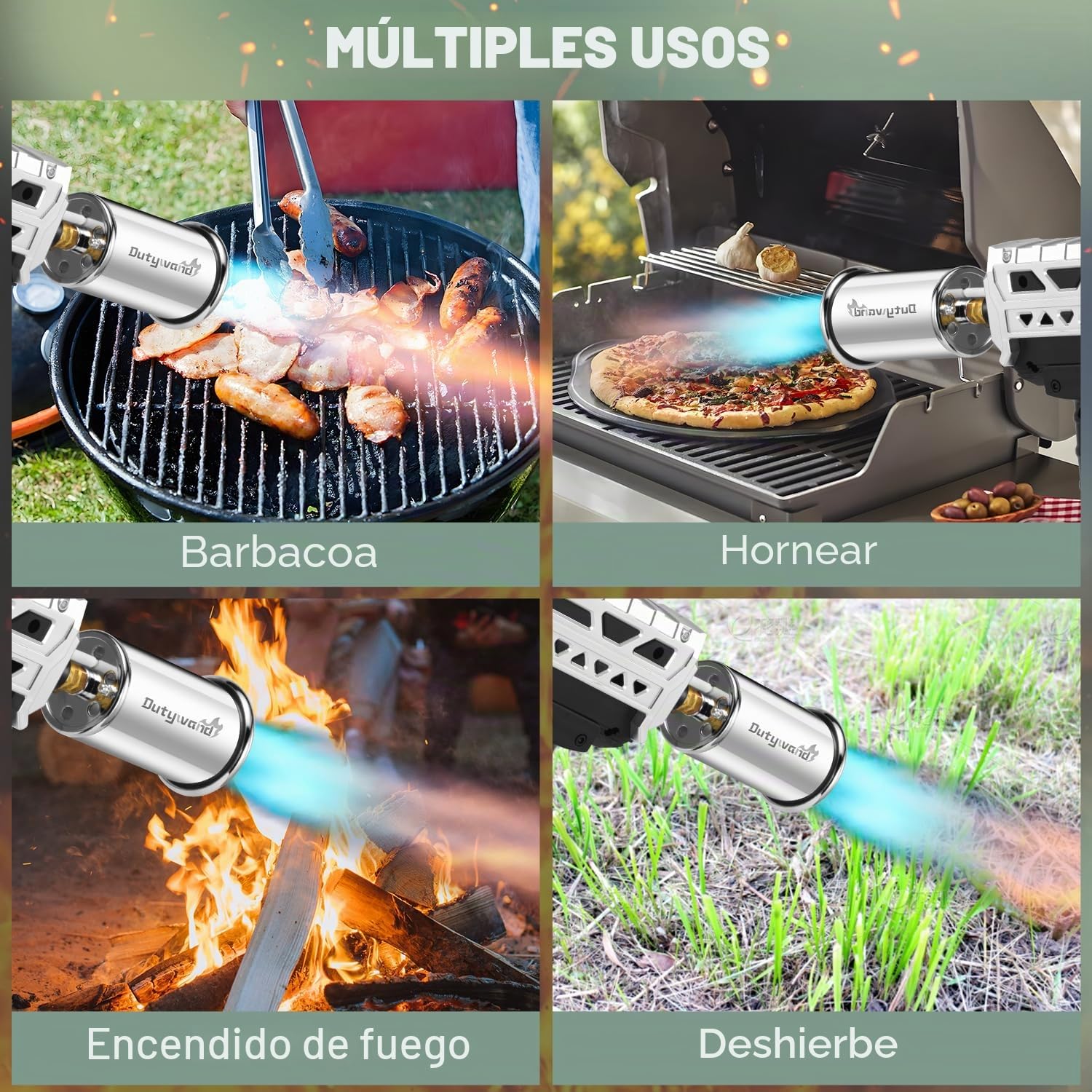 Potente pistola de antorcha de propano – Antorcha de cocina – Lanzallamas ajustable para barbacoa, camping, fogata, Weilding, filete abrasador, deshierbe (tanque no incluido)