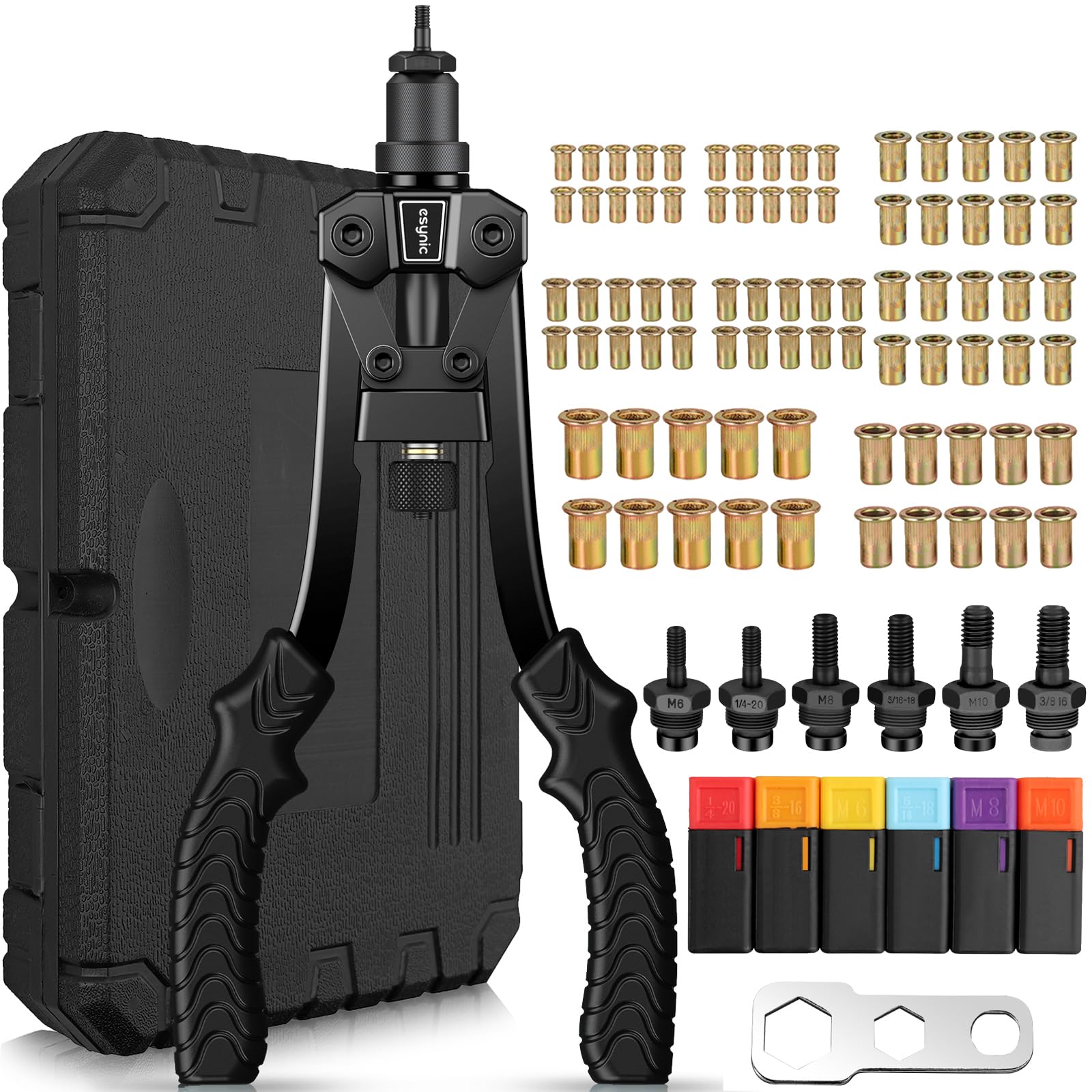 Pistolet à rivets eSynic robuste avec 80 écrous et mandrins double norme - 8