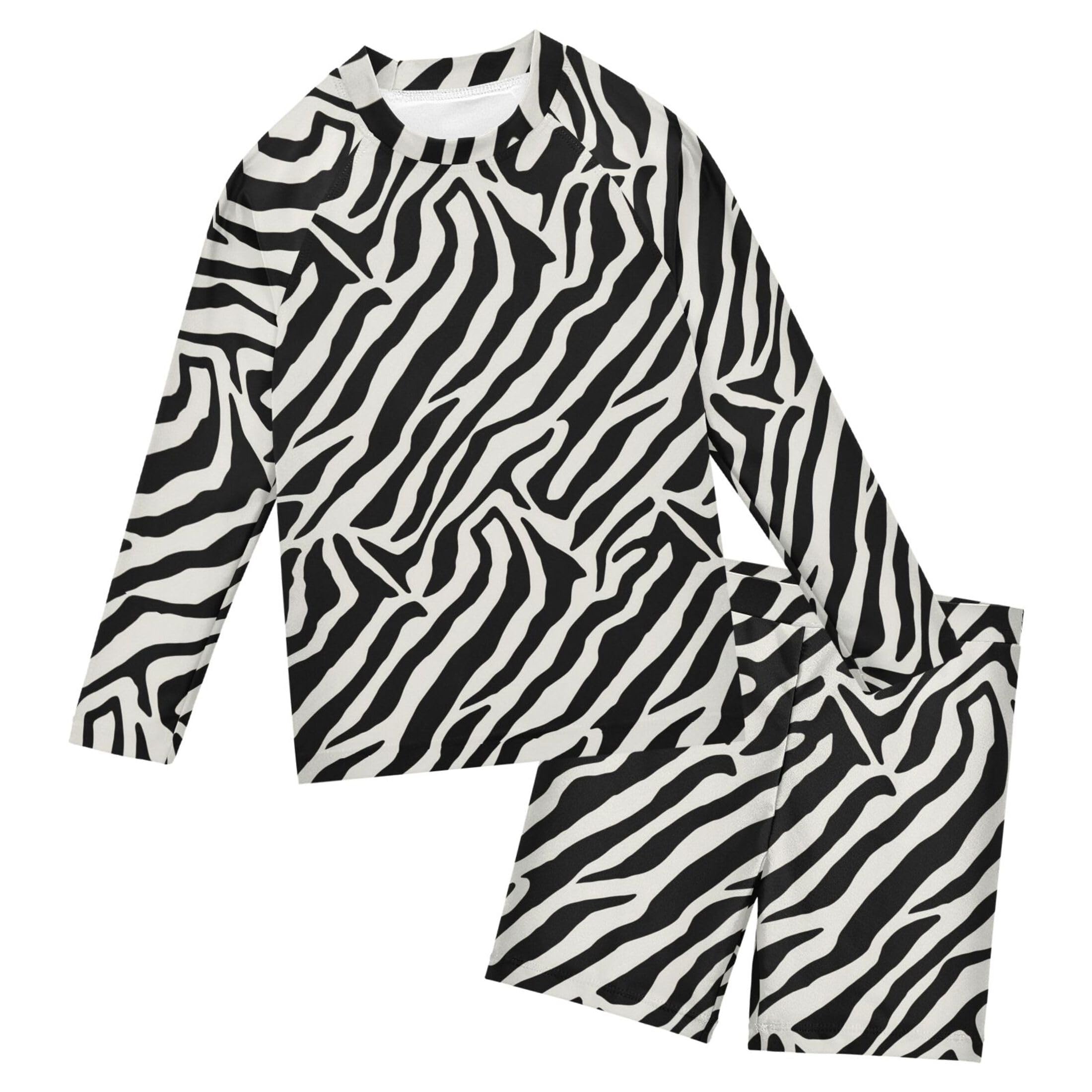 Zebra Stripes Baby Boys' Toddler Long Sleeved Rashguard Swim Bathing Suit Set B0404696