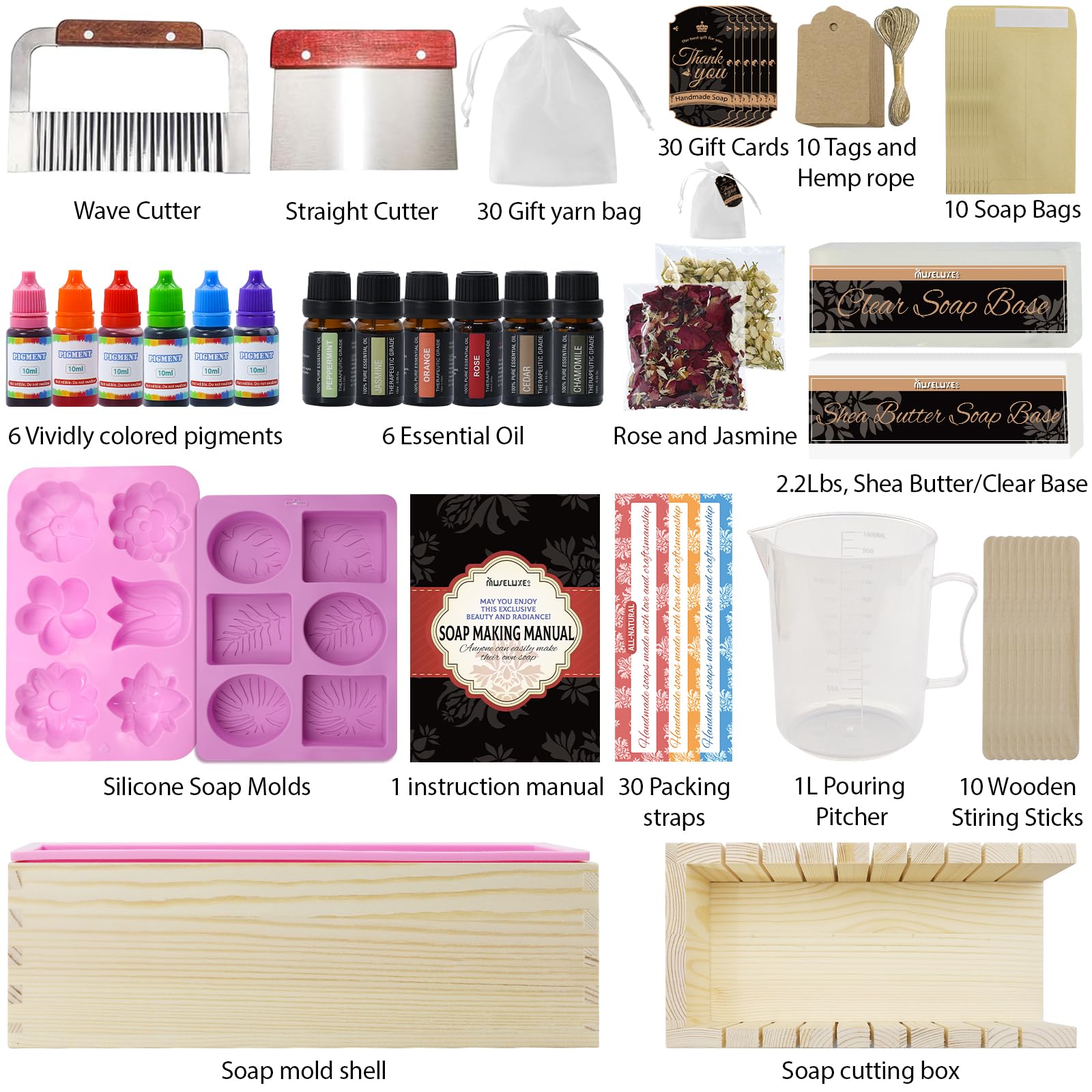 MuseLuxe Kit de fabricación de jabón para manualidades