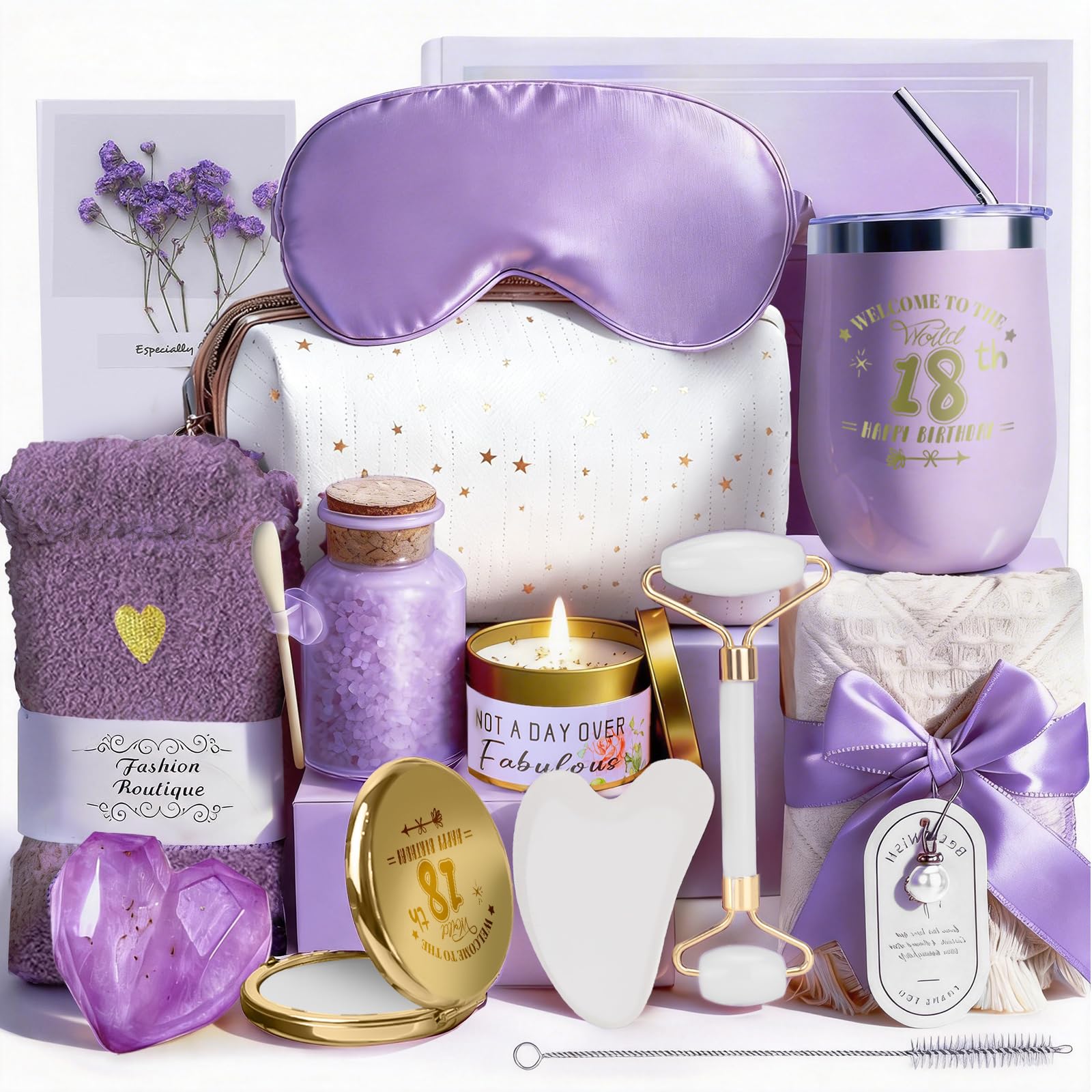 18th Birthday Gifts for Girls - Happy Birthday Gifts Set for 18 Year Old Girl, Christmas Gift Hamper Box for Her, Present Basket with a Tumbler for Sister, Bestie, Girlfriend, Relaxing Spa Gift Basket