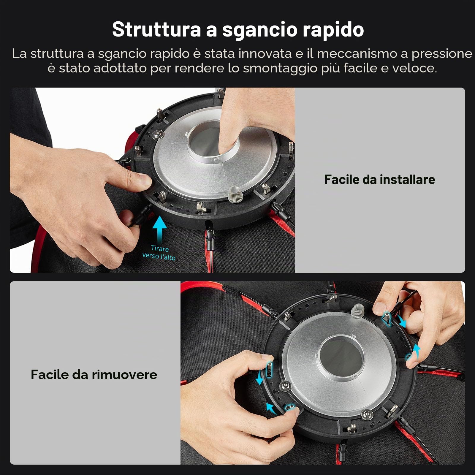 SMALLRIG Softbox Parabolico RA-D60, Softbox a Sgancio Rapido da 60 cm/23,6" con Borsa per il Trasporto, Compatibile con SMALLRIG RC 60B COB Luce Video per Studio Fotografico - 4682