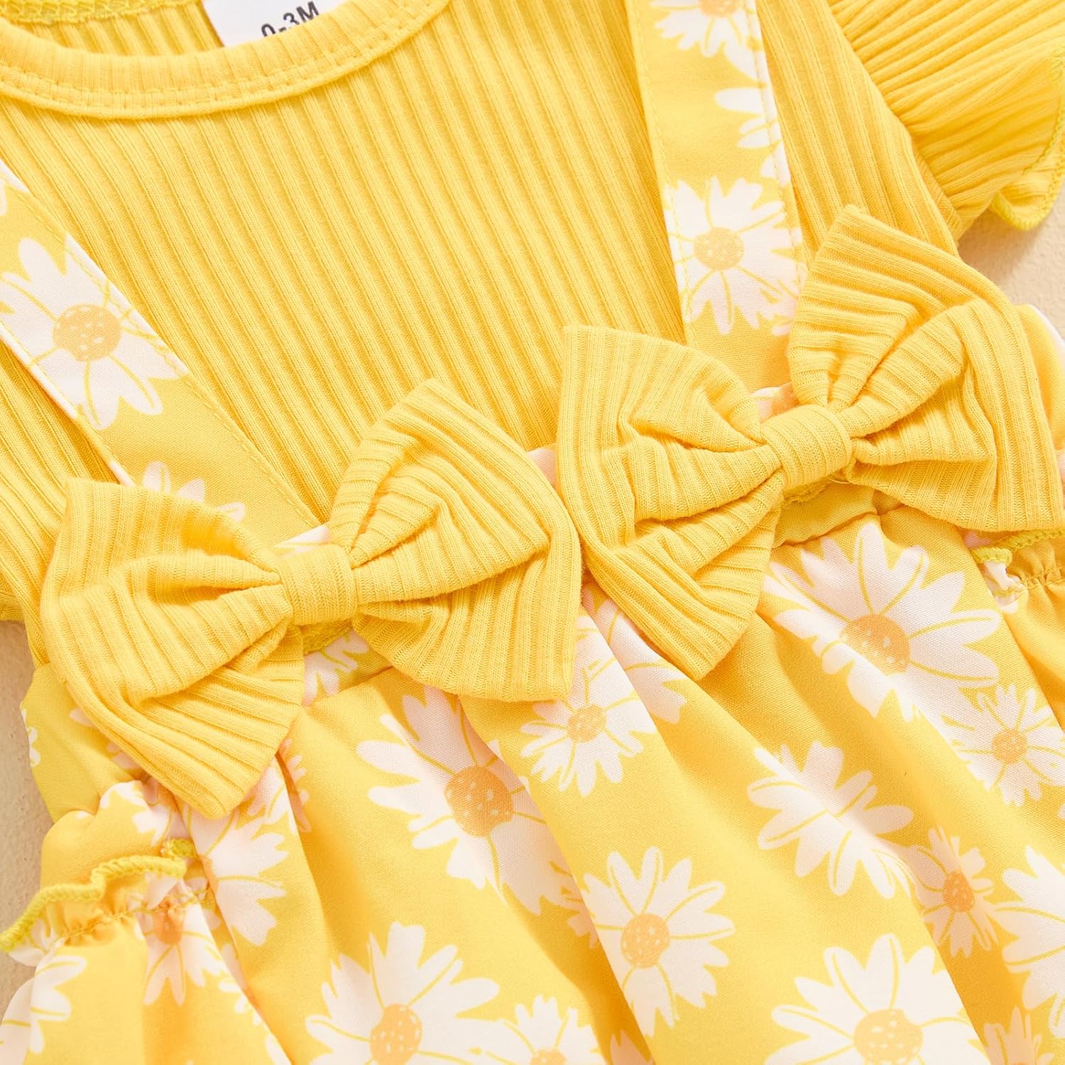 Newborn Baby Girl Outfit Fly Sleeve Floral Romper Dress Headband Infant Cute Summer Clothes Set - Image 5