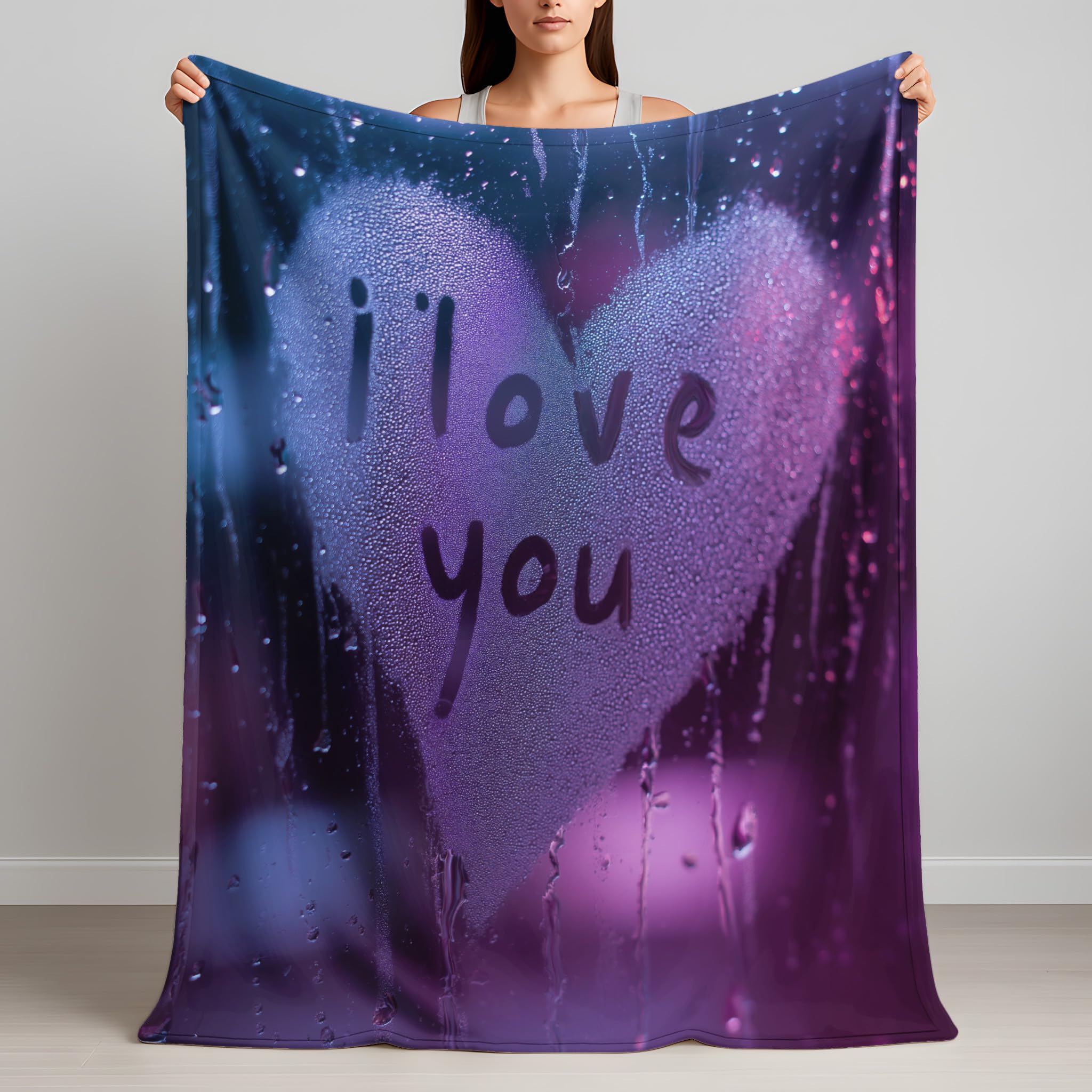 Generico Viola Coperta Peluche Soffice 200 x 240 - Mirtilli Coperta il letto - Morbida Neon Nebbia Amore Caldo da Divano Accogliente Fluffy Alta Qualità