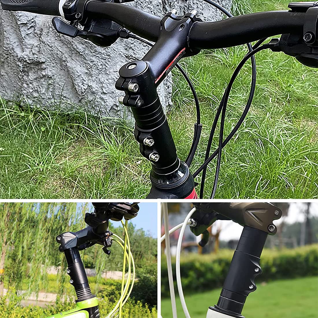 Rehausse De Potence VTT – Rallonge De Guidon Réglable – En Alliage D’aluminium – Double Vis – Hauteur Max 70 Ou 100 Mm – Pour Tube De Direction 28,6 Mm – Noir