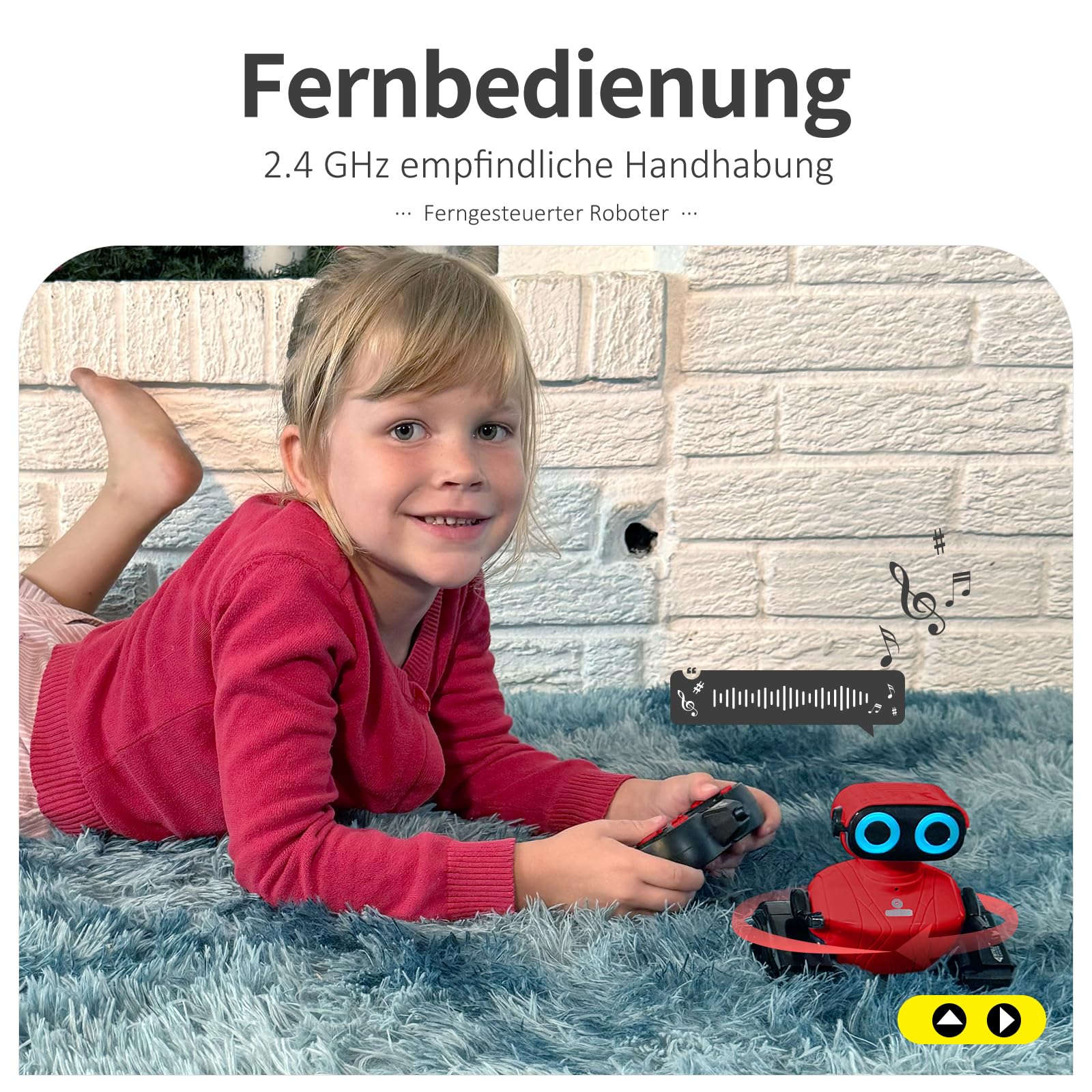 GILOBABY Ferngesteuerter Roboter Spielzeug Mit LED-Augen und Musik - Kinderspielzeug Geschenk für Mädchen Ab 3 Jahre (Rot)