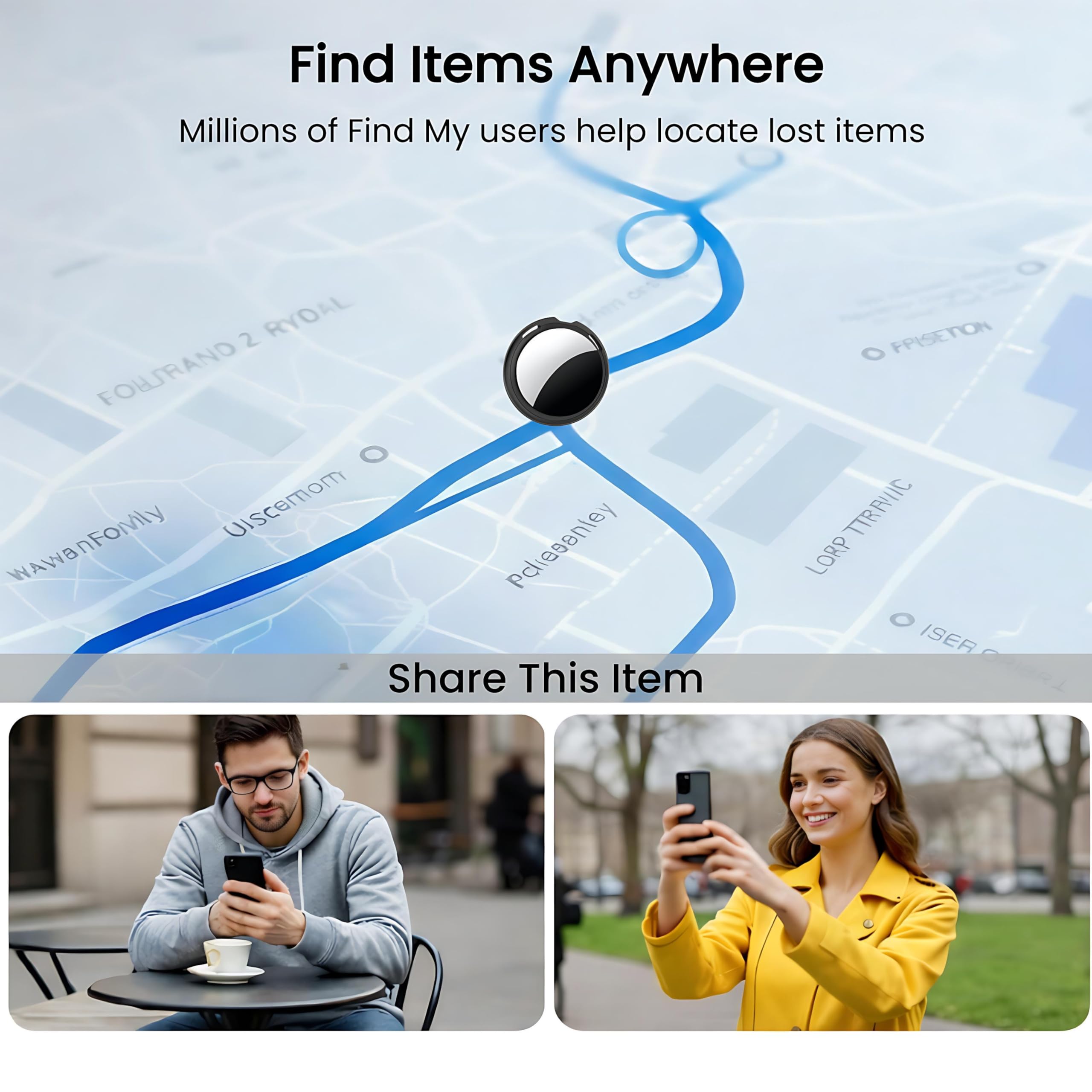 4 Pack Tracker Tags[Apple MFi Certified] Work with Apple Find My(iOS Only) Bluetooth Smart Tag Key Item Finder Waterproof Worldwide Replaceable Battery Tracking Tag for Kids Car Wallet Pets Luggage — view 5