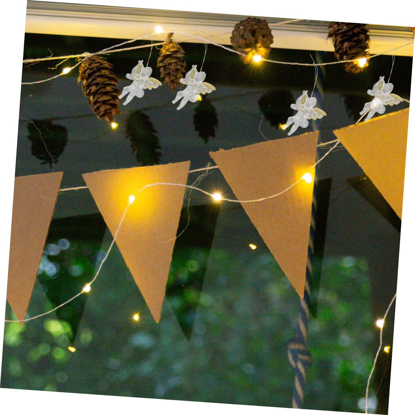 PRETYZOOM 84 Piezas Colgante De Ángel Transparente Colgantes Colgantes De Árbol De Navidad Claro con Alas Decoraciones Colgantes De Campanas De Navidad Estatua Clara El Plastico