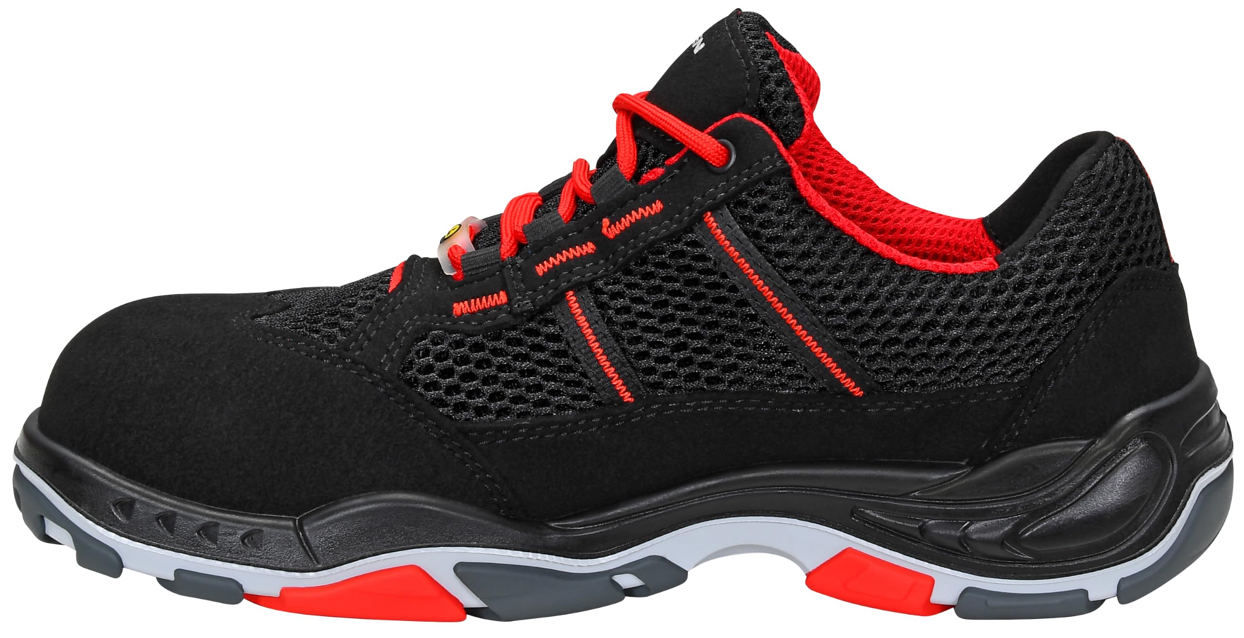 ELTEN Obuwie ochronne Motion Air ESD S1, męskie, sportowe, lekkie, czarne/czerwone, nasadka z tworzywa sztucznego - rozmiar 43