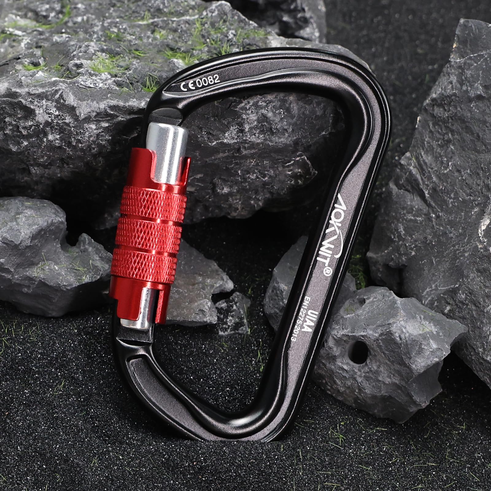 30 kN automatischer Verriegelungs-Karabiner, Drehverschluss, UIAA-zertifiziert, großer Kletterkarabiner, robuster Karabiner für Felsen, Klettern, Abseilen, Bergsteigen, Höhlen, Rettung, Baumpfleger