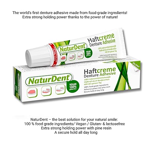 Miniatura 3 de Natural fuerte adhesivo para dentaduras postizas NaturDent mantiene las dentaduras durante más tiempo y más fuerte, sin zinc, sin petroquímico, sin