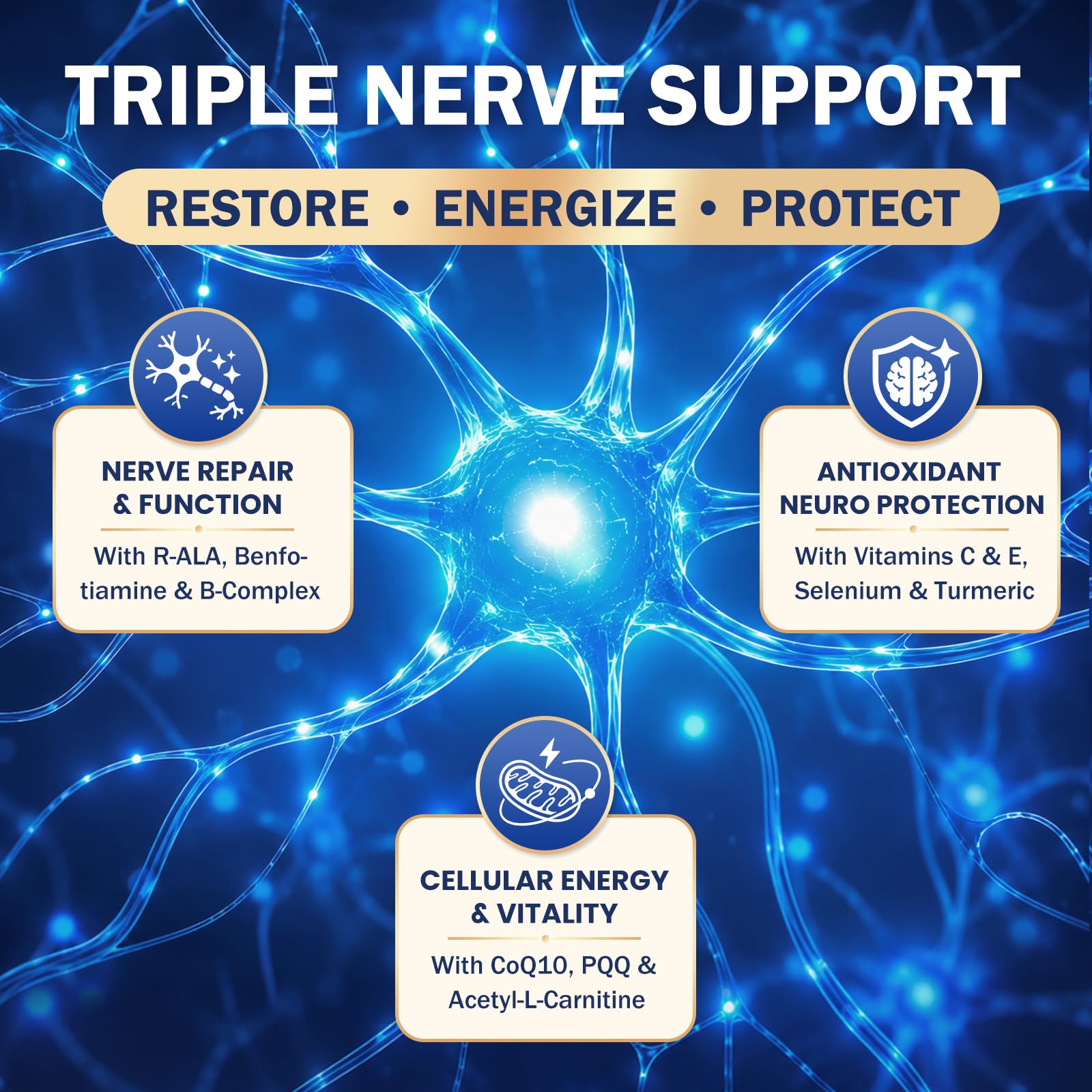 Neuropathy Support Nerve Supplement – 1000mg Advanced R-Alpha Lipoic Acid, L-Carnitine, Benfotiamine, PQQ,CoQ10,Magnesium & B-Complex for Nerve Health,Antioxidant & Cellular Energy,Vegan 240 Capsules — Amazon image 6