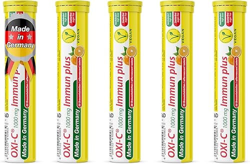 Miniatura 1 de T&D Oxi C 1000 mg de vitamina C - 100 tabletas efervescentes de bebida vegana - Sabor naranja - Hecho en Alemania