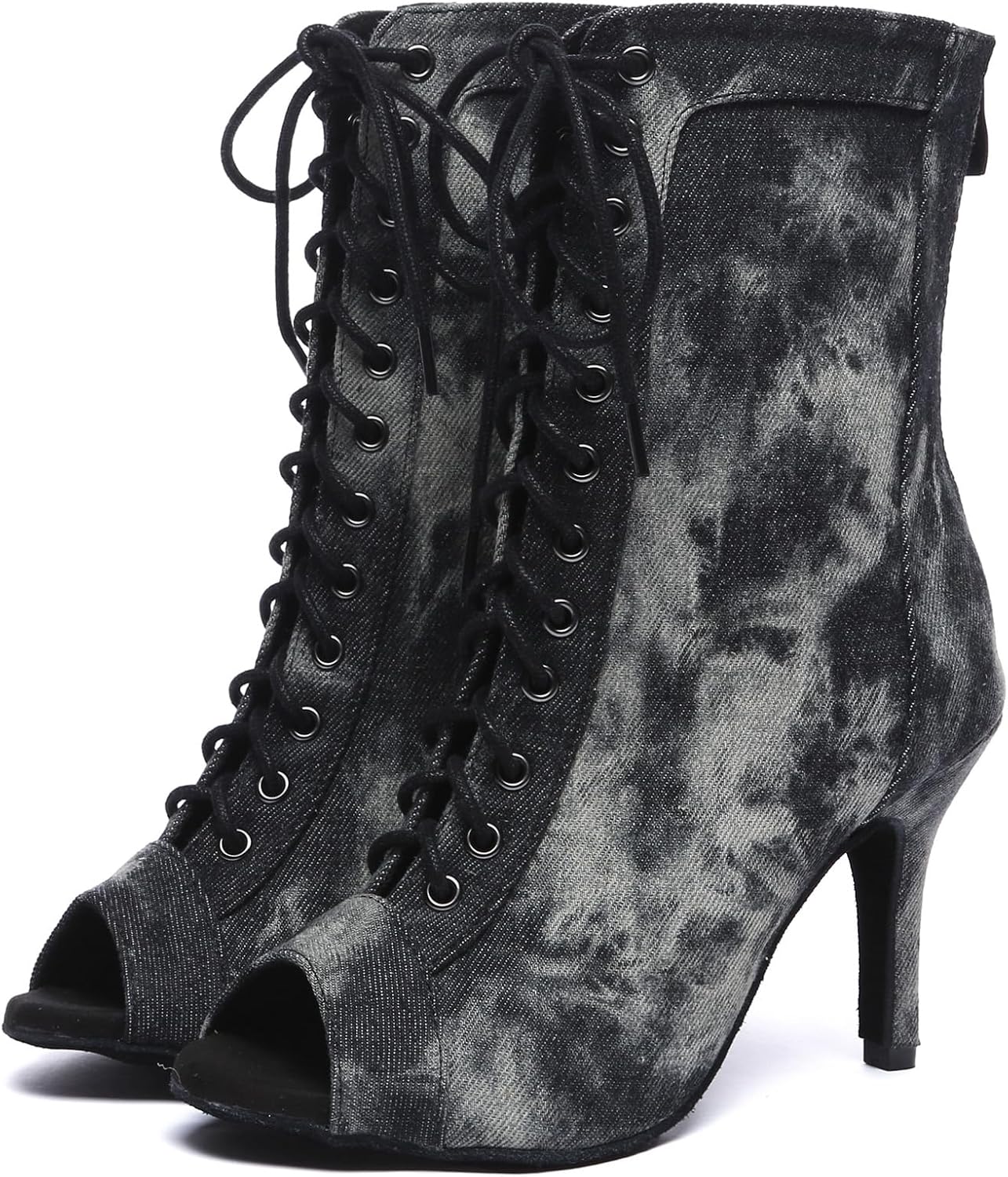 Womens Girls Latin Dance Shoes Lace-up Ballroom Dancing Ankle Boots Evening Sandals