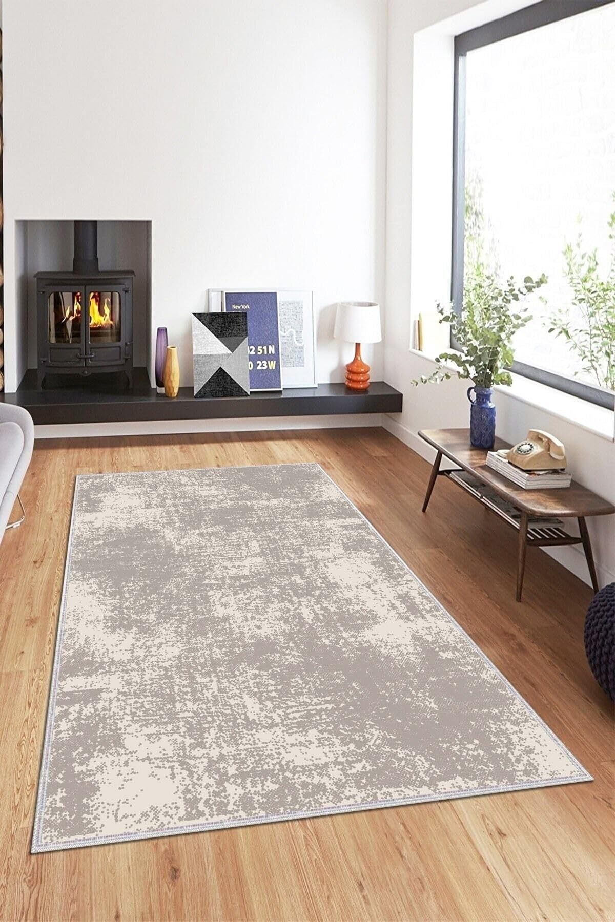 Pelangi Bej Eskitme Desen Yıkanabilir Kaymaz Taban Leke Tutmaz Modern Salon Halısı Ve Yolluk, Bej-Krem 120 x 160, 1358146120160728