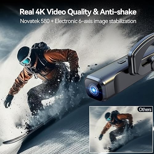 Miniatura 9 de CAMMHD - Cámara C2 4K montada en la cabeza, cámaras de video antivibraciones control de aplicación, batería de 2200 mAh funciona 5 horas, cámara