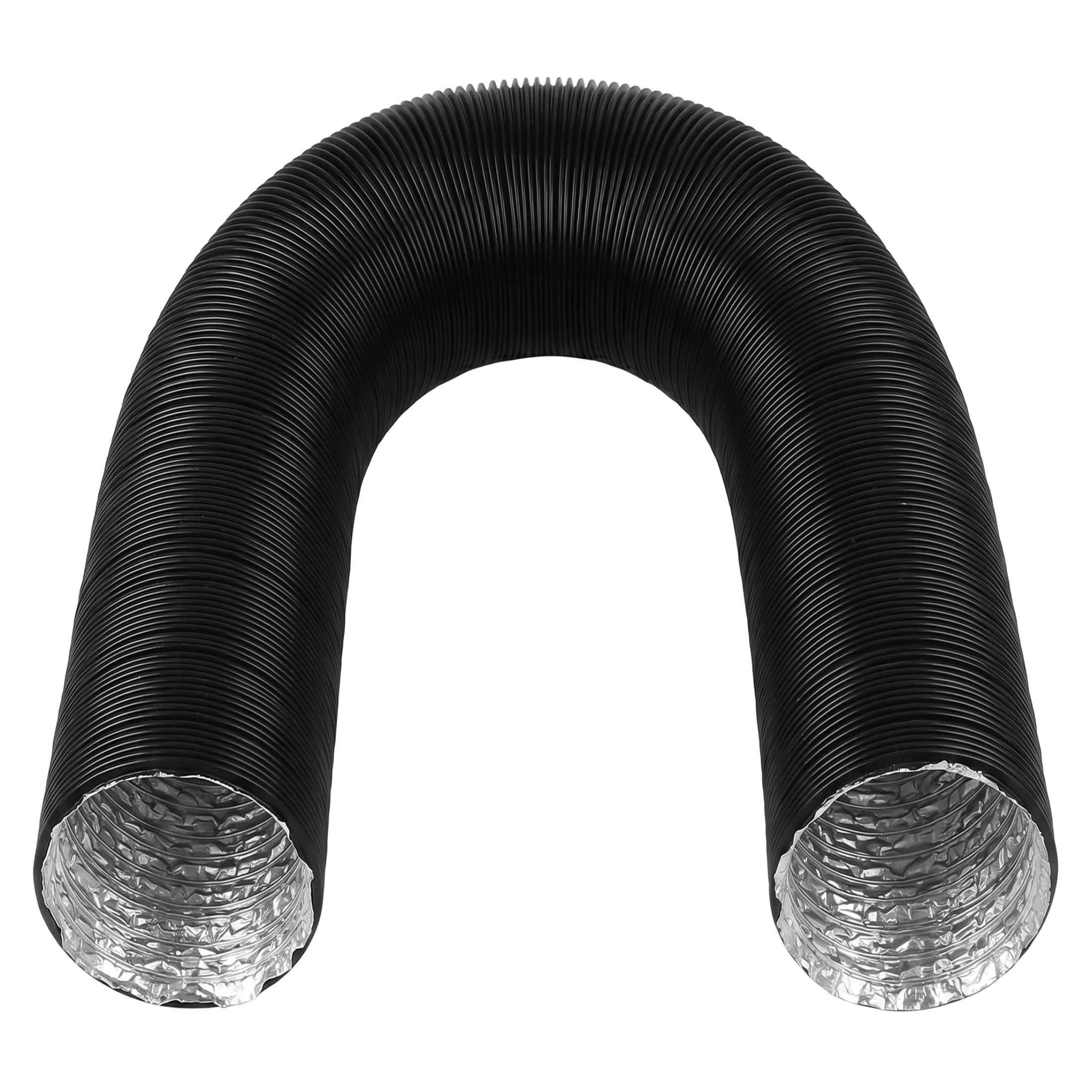Tsawntd Dryer Exhaust Hose, Aluminum Foil 3 Inch Flex Pipe, Telescopic & Bendable Insulated Flexible Duct, Black, 3.28ft Fully Extended 3 Inch Duct Hose Flex Pipe