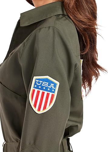 Miniatura 5 de Tipsy Elves Disfraz de piloto de Halloween, disfraz de Halloween fácil para mujer, enterizo clásico de Halloween para adultos