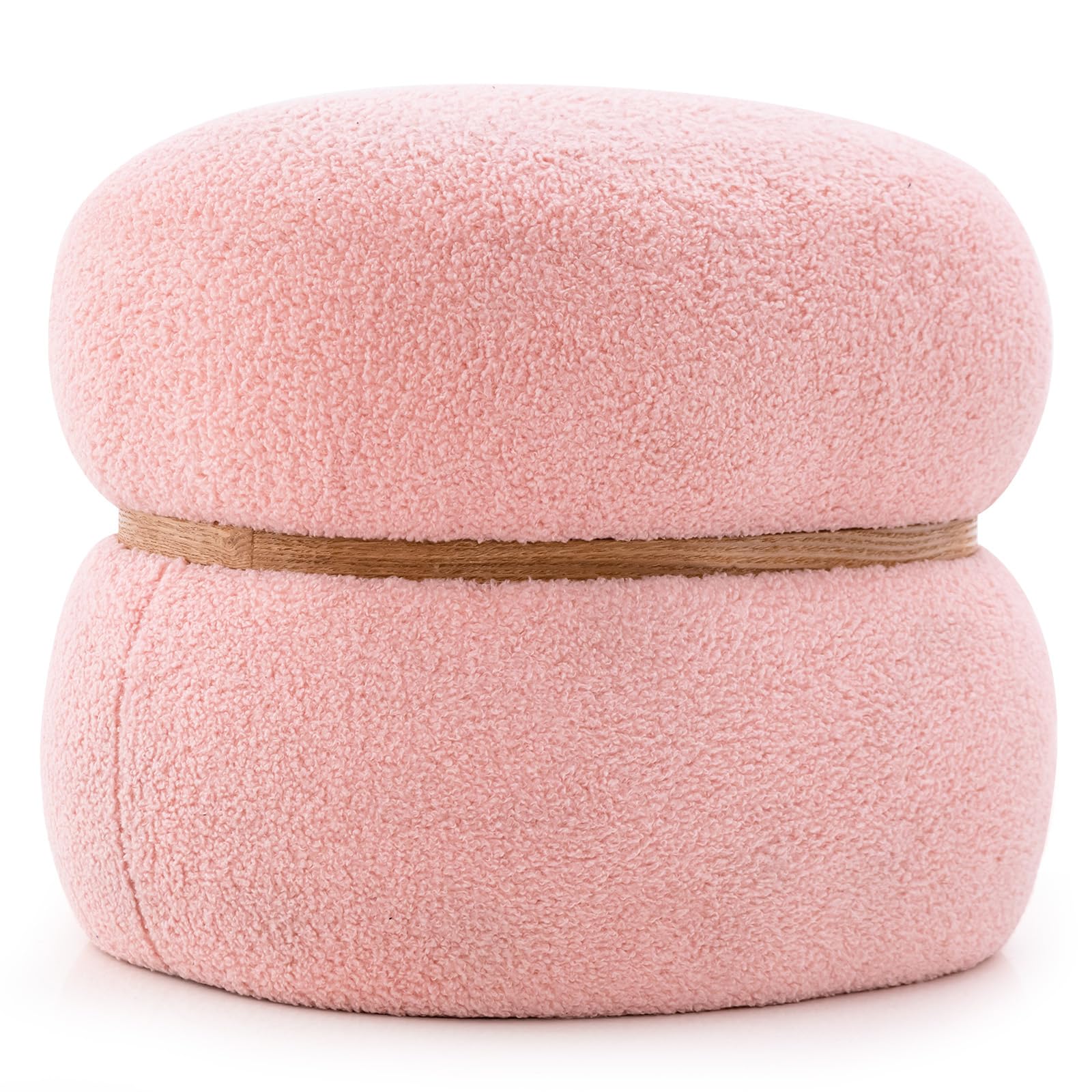RELAX4LIFE Taburete Acolchado de Terciopelo Ovalado, Taburete de Maquillaje con Almohadillas Antideslizantes, reposapiés otomano para Dormitorio, salón, Entrada, 44x35x35cm, Carga 300 kg, Rosa