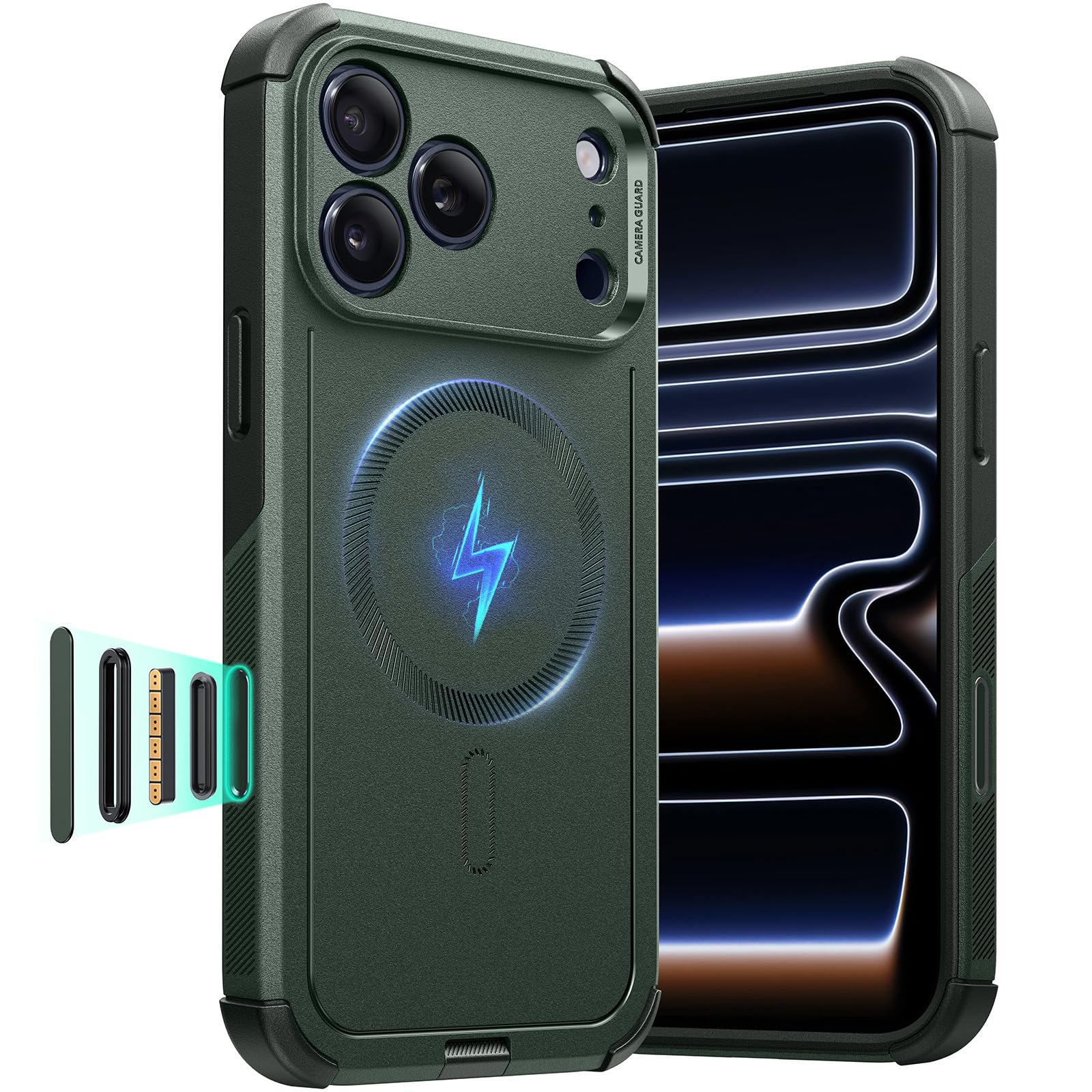 Photo 1 of ESR iPhone 17 Pro Case - MagSafe, Rugged, Olive Green