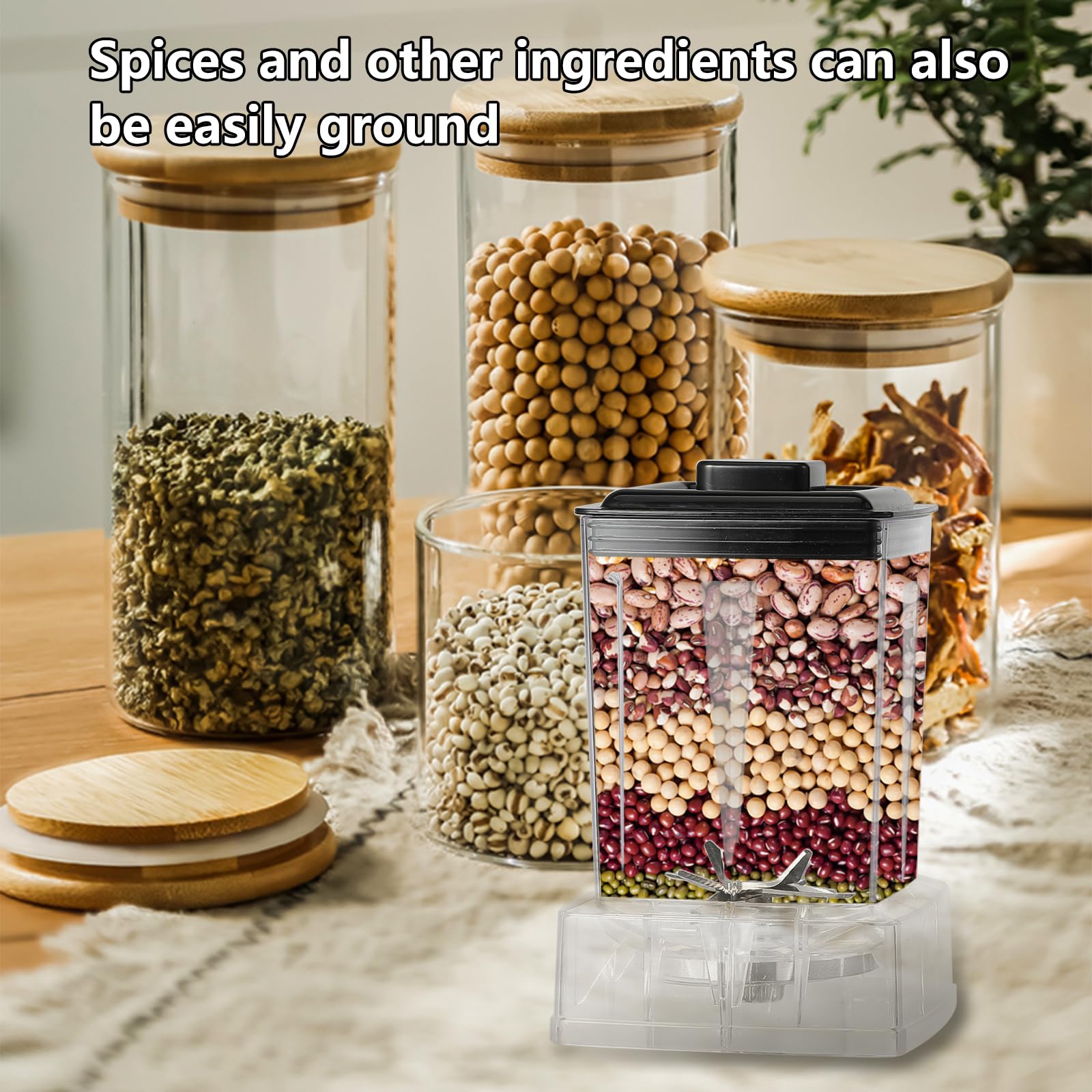 6000W 2-In-1 Blender Multifunzione, 2L+0,5L Blender Smoothie Professionale, Ergonomico, 2700RPM, 8 Lame in Acciaio Inox, 9 Impostazioni di Velocità, per Smoothie, Frullati, Alimenti, Ghiaccio Tritato