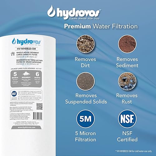Miniatura 9 de Hydrovos Filtro de agua HV-WHS20-5M para toda la casa cartucho de repuesto de 5 micras de alta eficiencia con 6 meses de vida útil filtro de