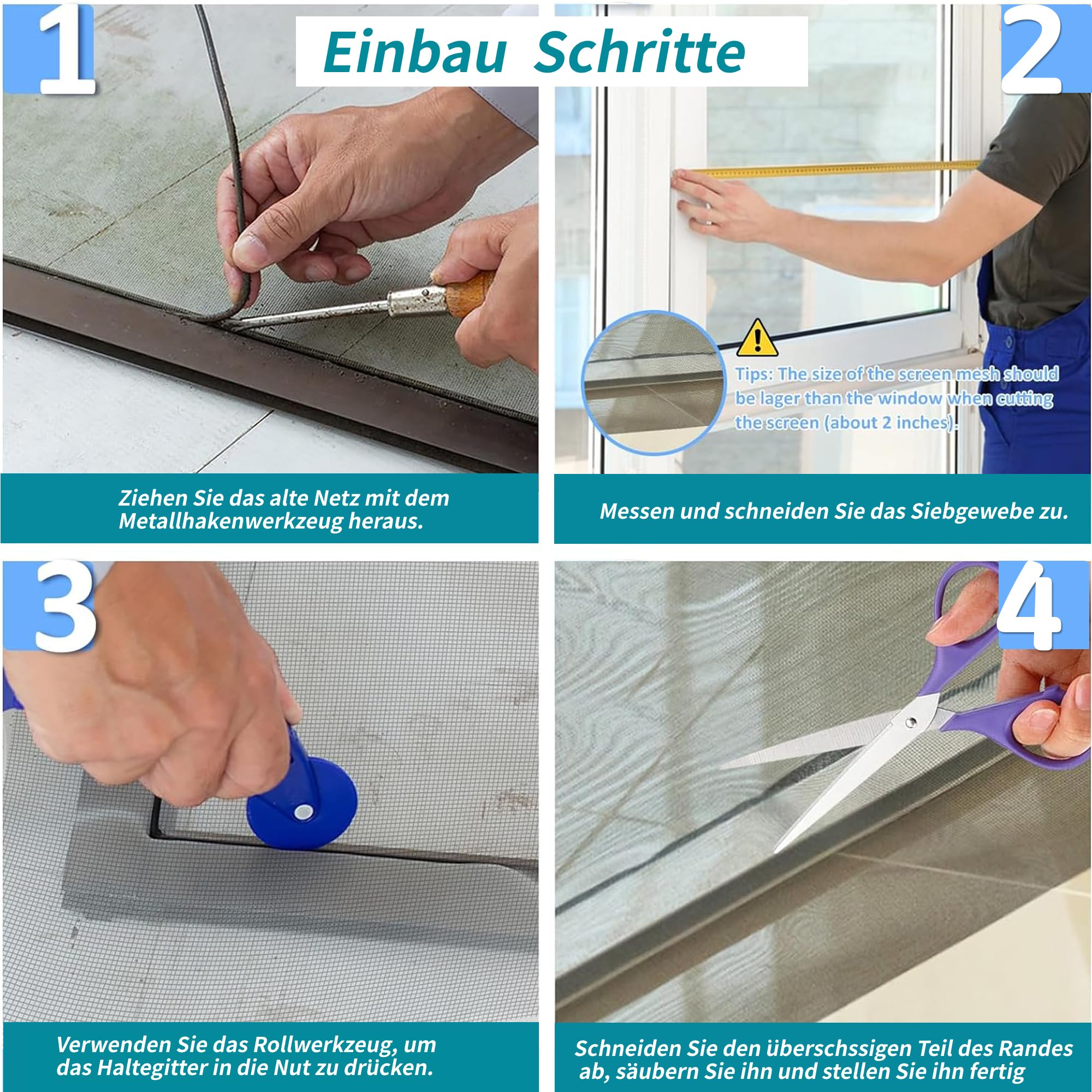 Rete Zanzariera|Rotolo da 15 metri |Rete Antigraffio Gatto| Facile da Tagliare e Adatta per Telai | Schermi in Acciaio Inox Per Finestre Protezione Insetti |Altezza 120cm