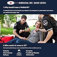 Vista 8 de Divoti Pulsera de alerta médica 316L grabada con láser profundo con dije de corazón para mujer, ajustable (se adapta a muñecas de hasta 8.5 pulgadas)