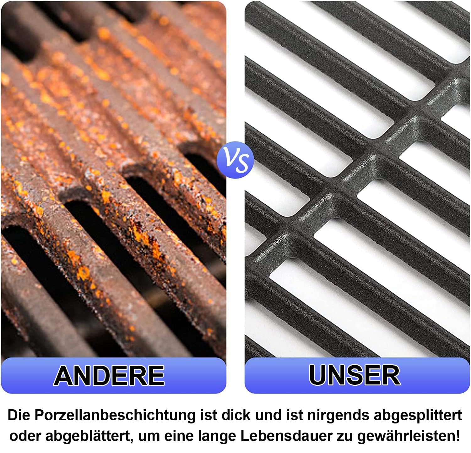 Griglia in ghisa per Enders Boston 3, Enders Monroe Pro 3, Charbroil, Barbecook Siesta 310, Landmann Triton 3 e 4, Profi Cook PC-GG 1058/1059, 43 x 63 cm, ricambio per griglia