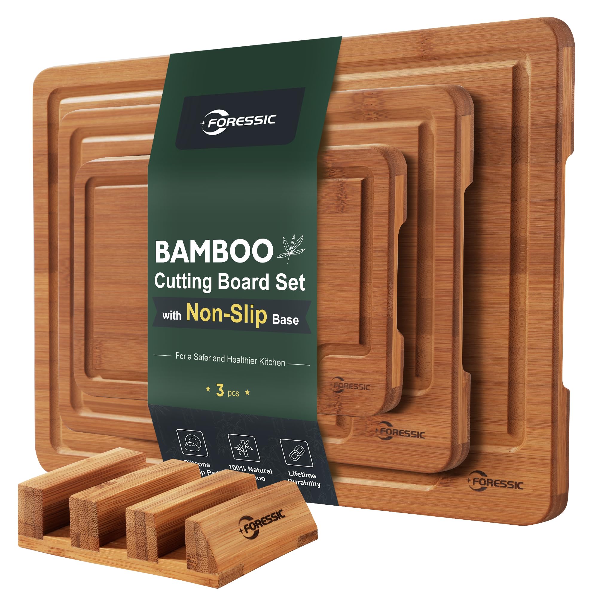 Foressic Bamboo Cutting Board Set