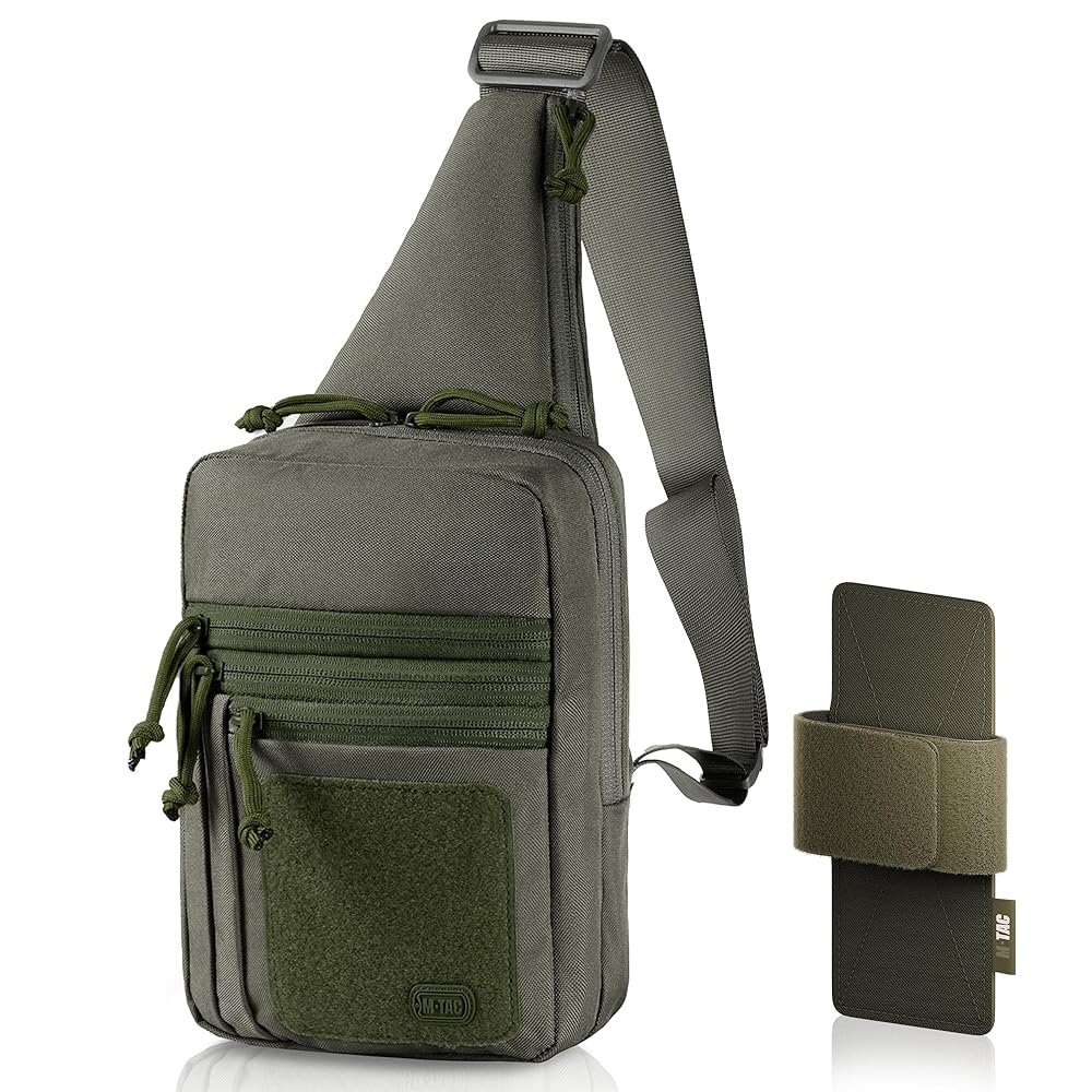 M-Tac CCW Sling Bag for Men & Women - EDC Shoulder Bag Tactical - Crossbody Concealed Carry Bag - Mens Chest Pack (Olive Loop Panel)