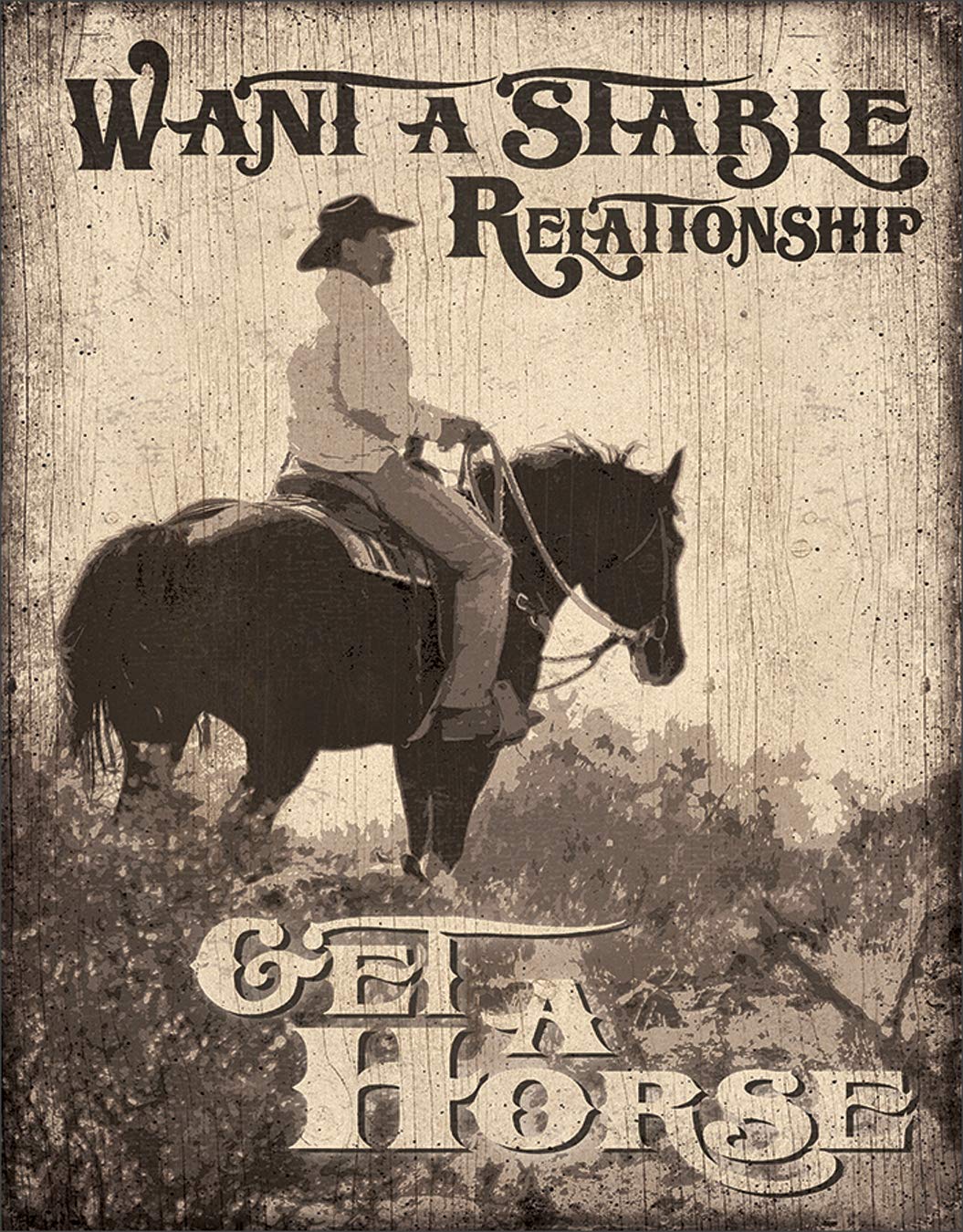 Desperate Enterprises Want A Stable Relationship - Get A Horse Tin Sign, 12.5" W x 16" H