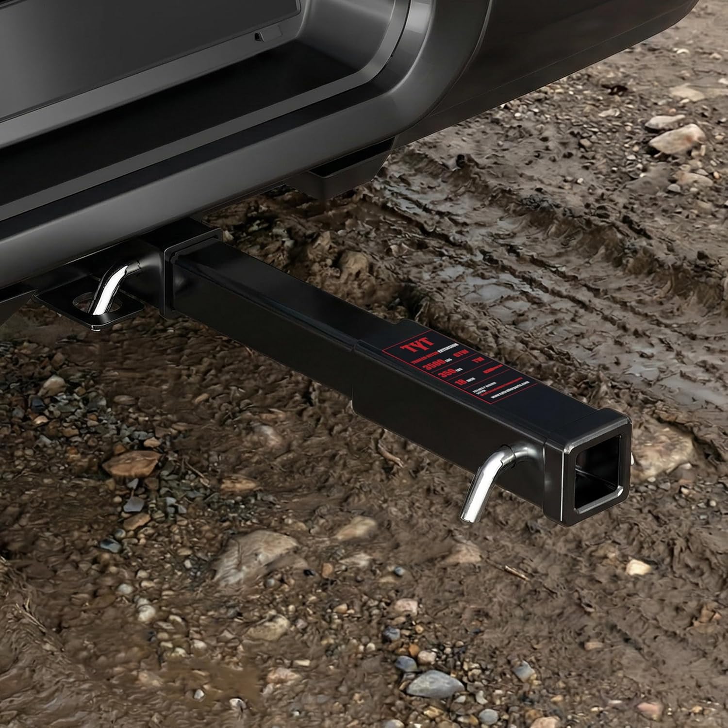 TYT 18" Trailer Hitch Extension, Fits 2 inch Receiver Tube,with 5/8" Advanced Hitch Pin 2-Pack, 3500 lbs GTW / 350 lbs TW
