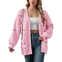 Libsorge Womens Cute Bow Button Long Sleeve Cardigan Sweaters