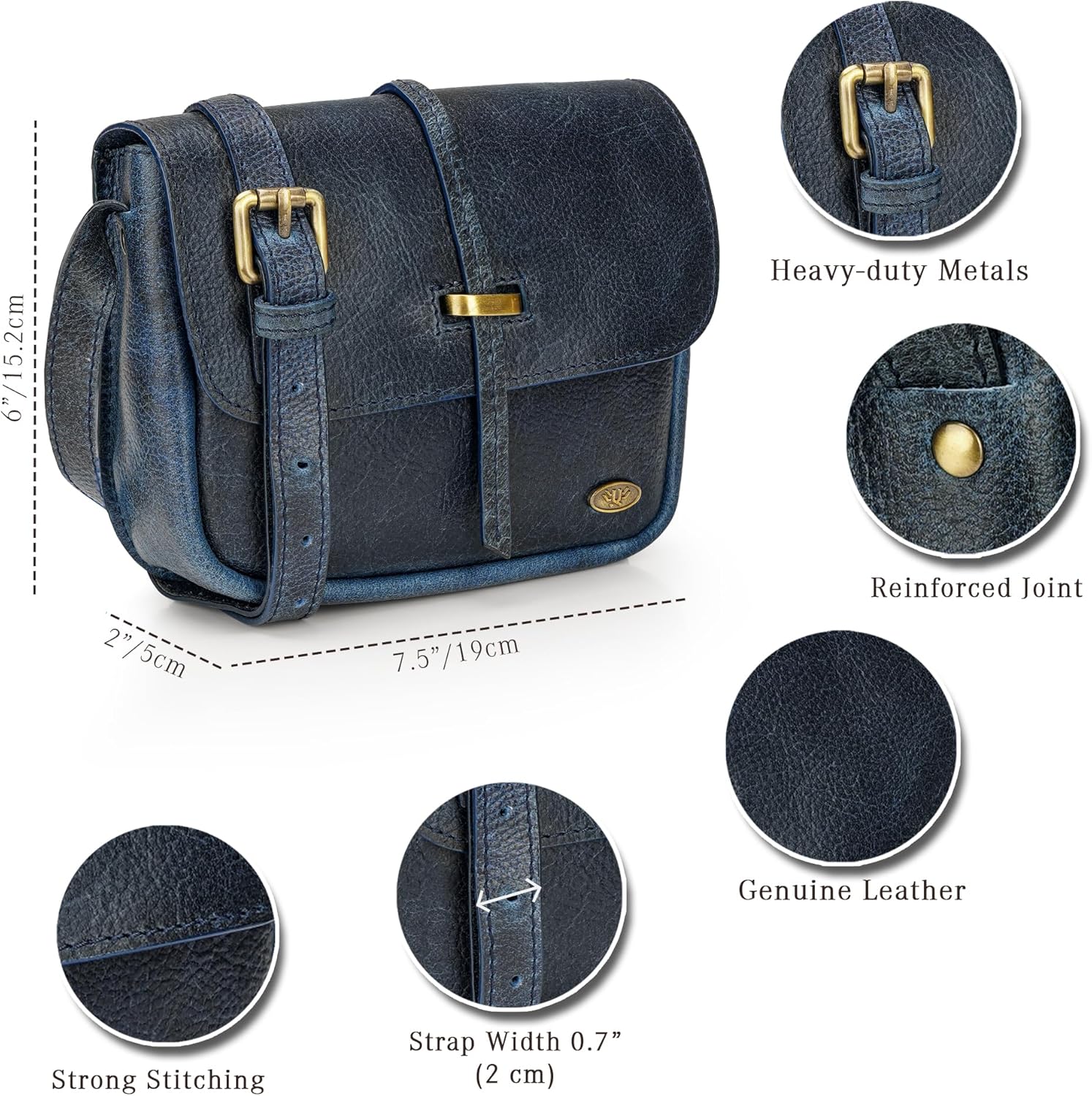 Genuine Leather Crossbody Bags for Women, Premium Handmade Leather Purses - Shoulder Handbags, Adjustable Strap