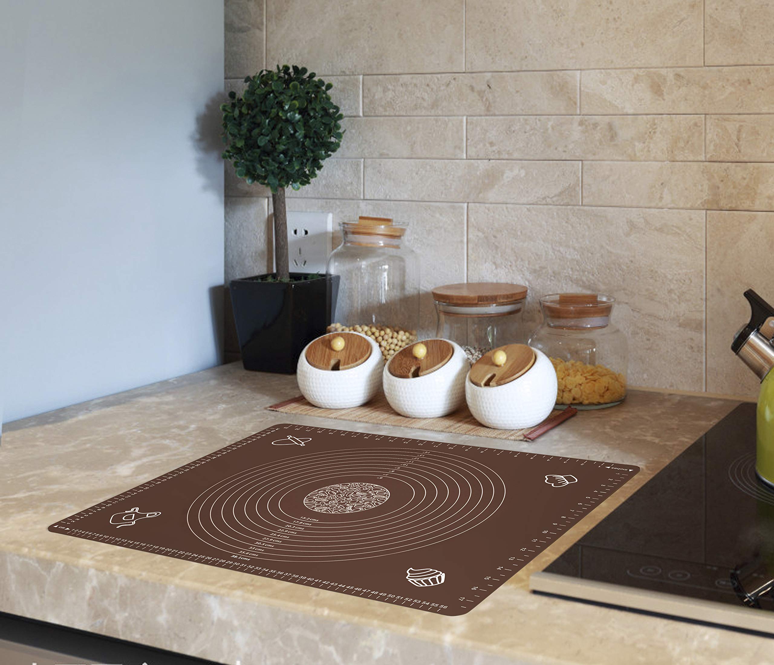 Silikon-Backmatte zum Ausrollen von Teig mit Maßen, 25,6 x 17,7 cm, BPA-frei, antihaftbeschichtet und rutschfest, für den Couchtisch, Backzubehör für Pizza, Kuchen